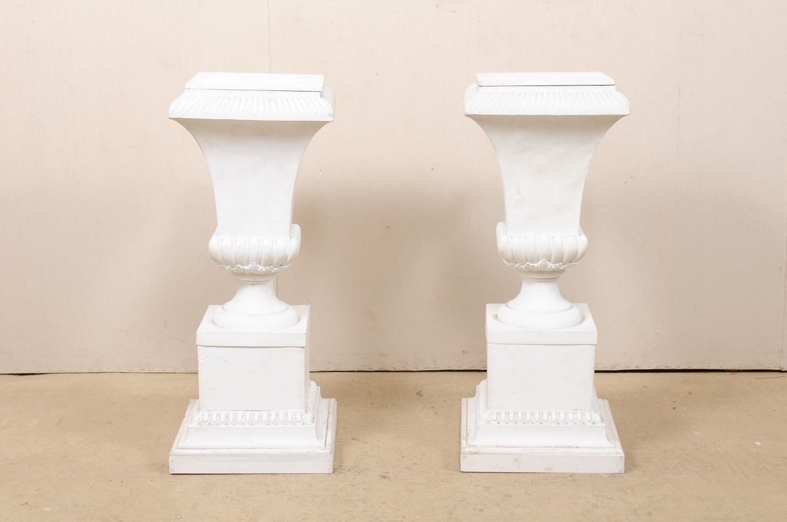 Pair of Fiberglass Urn-Shaped Pedestals, Standing 2