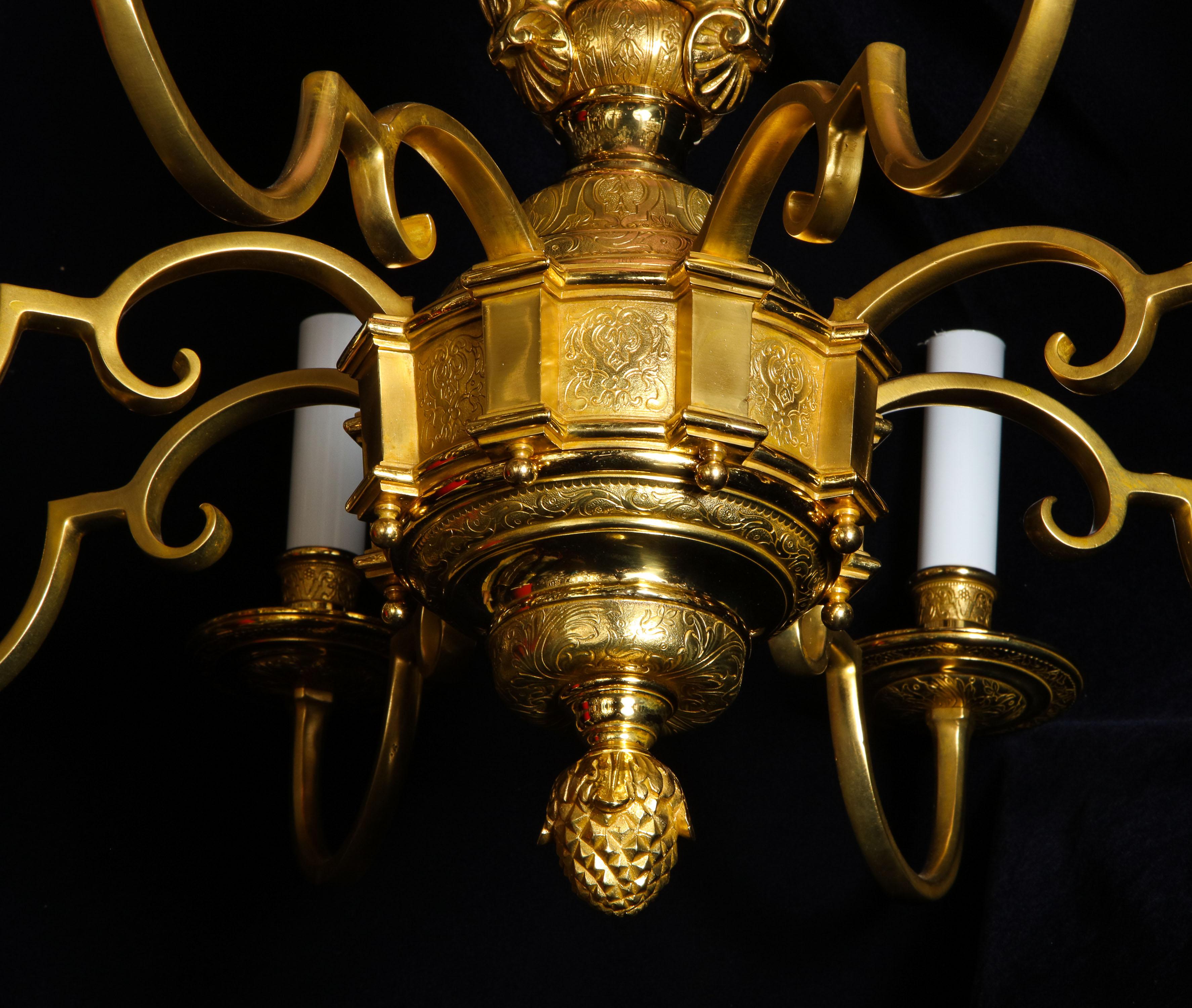 Pair of Fine Antique French Louis XVI Style Gilt Bronze Figural Chandeliers For Sale 6