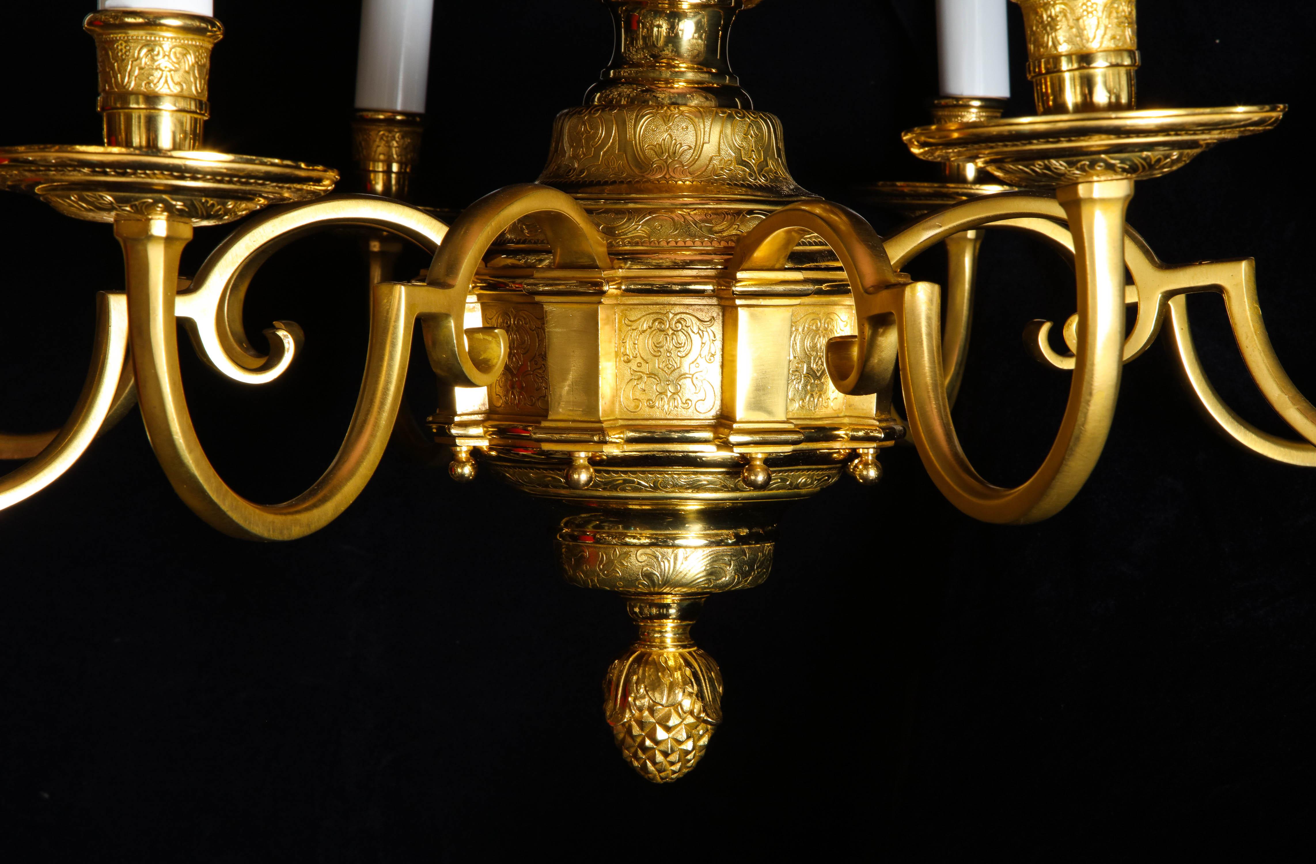 20th Century Pair of Fine Antique French Louis XVI Style Gilt Bronze Figural Chandeliers For Sale