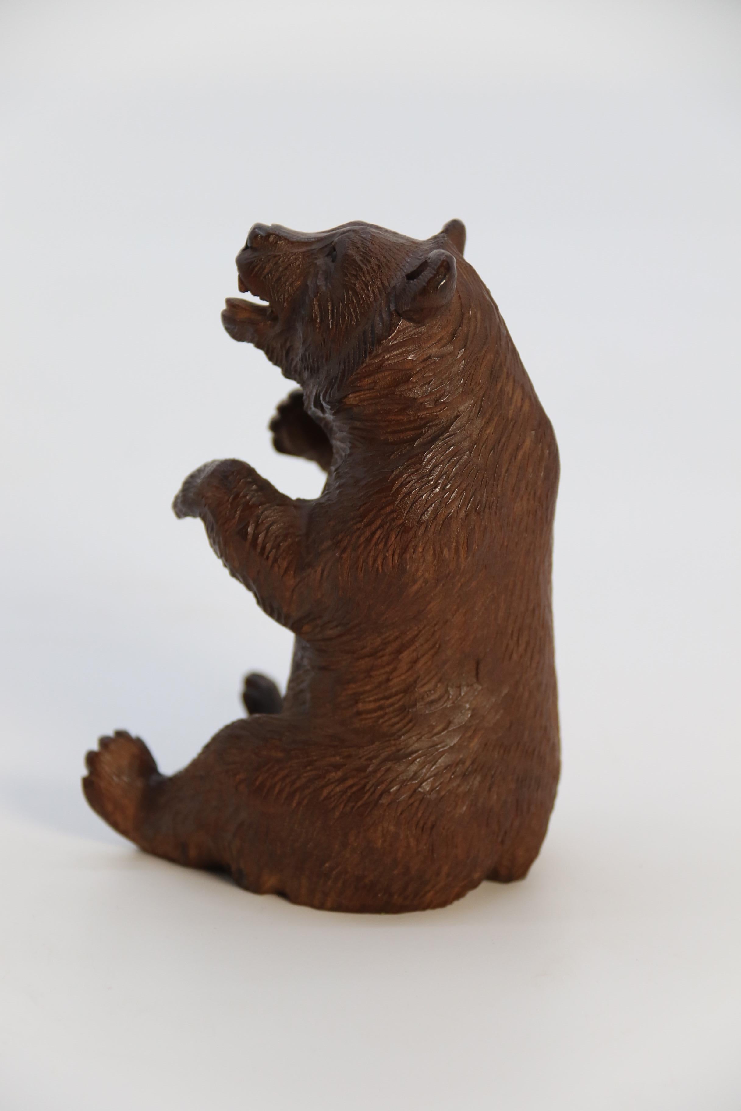 A pair of fine Black Forest hand carved linden wood bears, Swiss circa 1900 For Sale 1