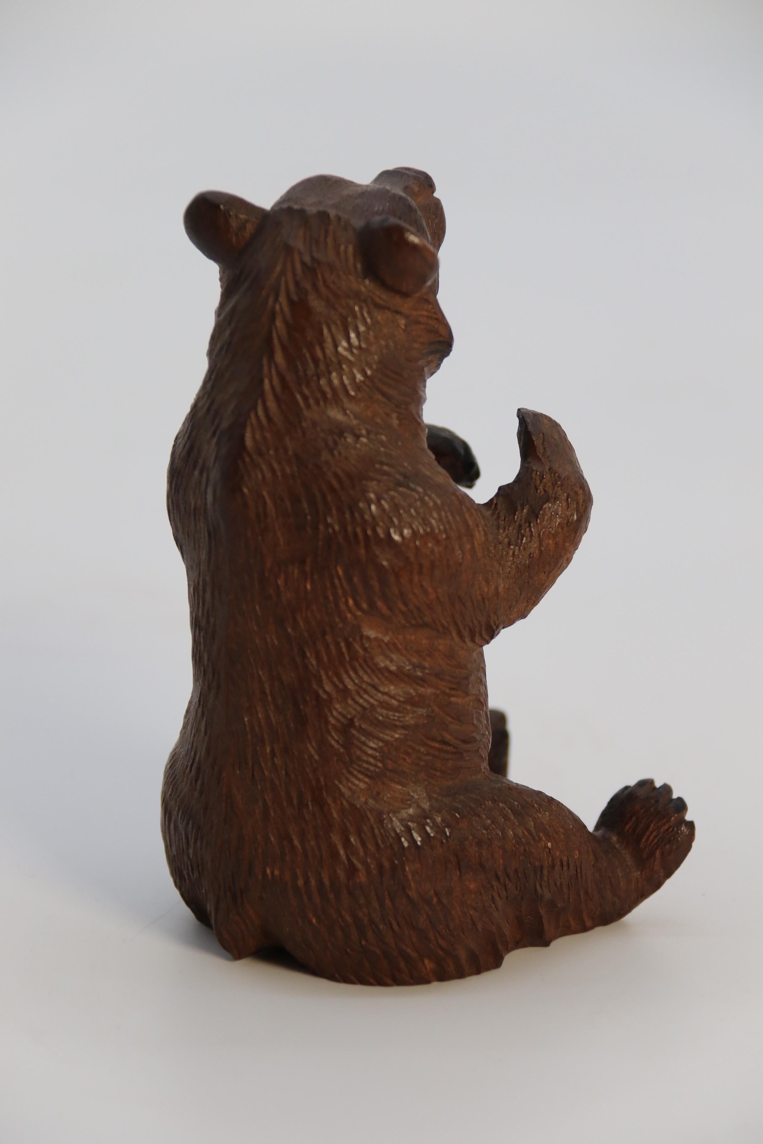 A pair of fine Black Forest hand carved linden wood bears, Swiss circa 1900 For Sale 3