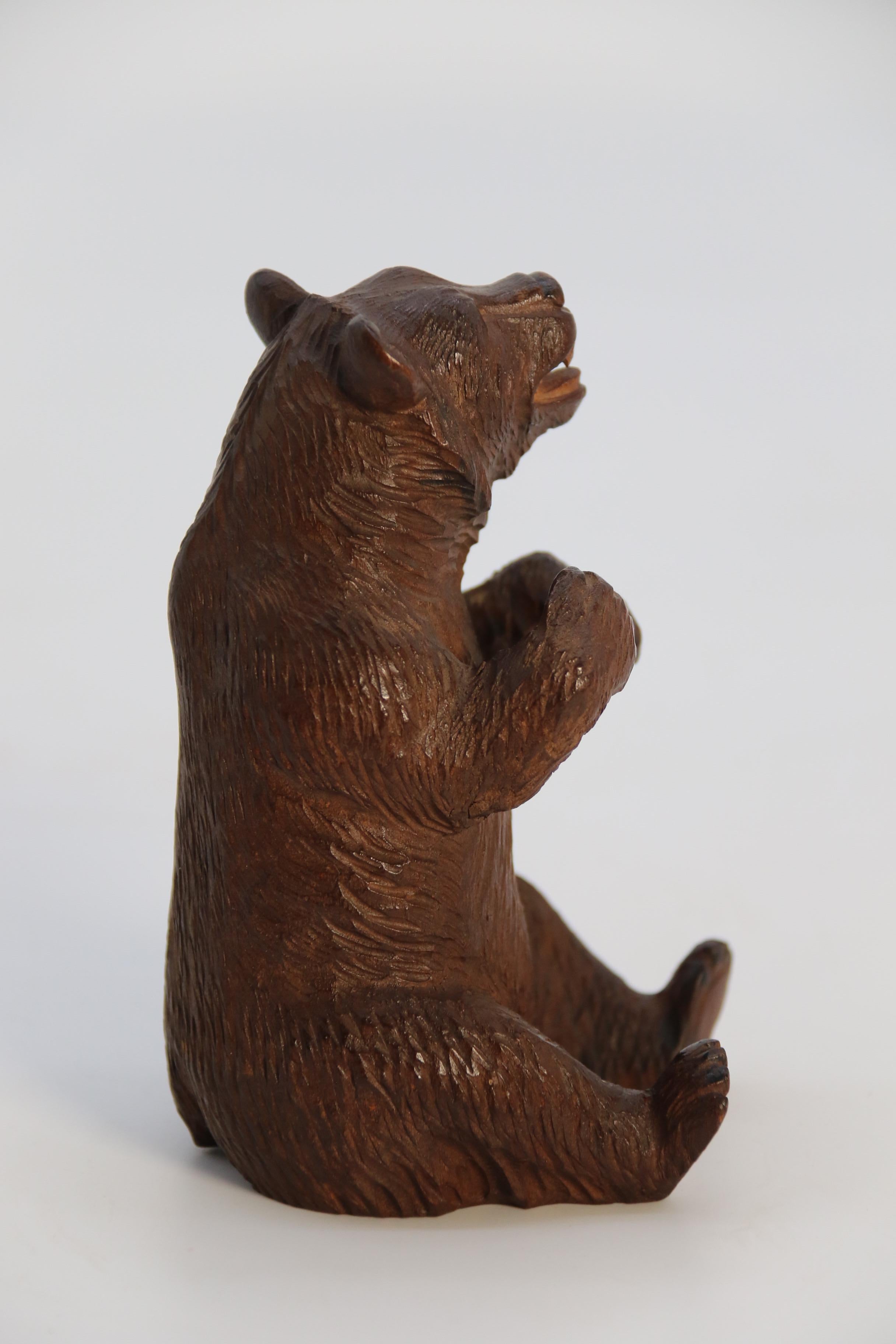A pair of fine Black Forest hand carved linden wood bears, Swiss circa 1900 For Sale 4