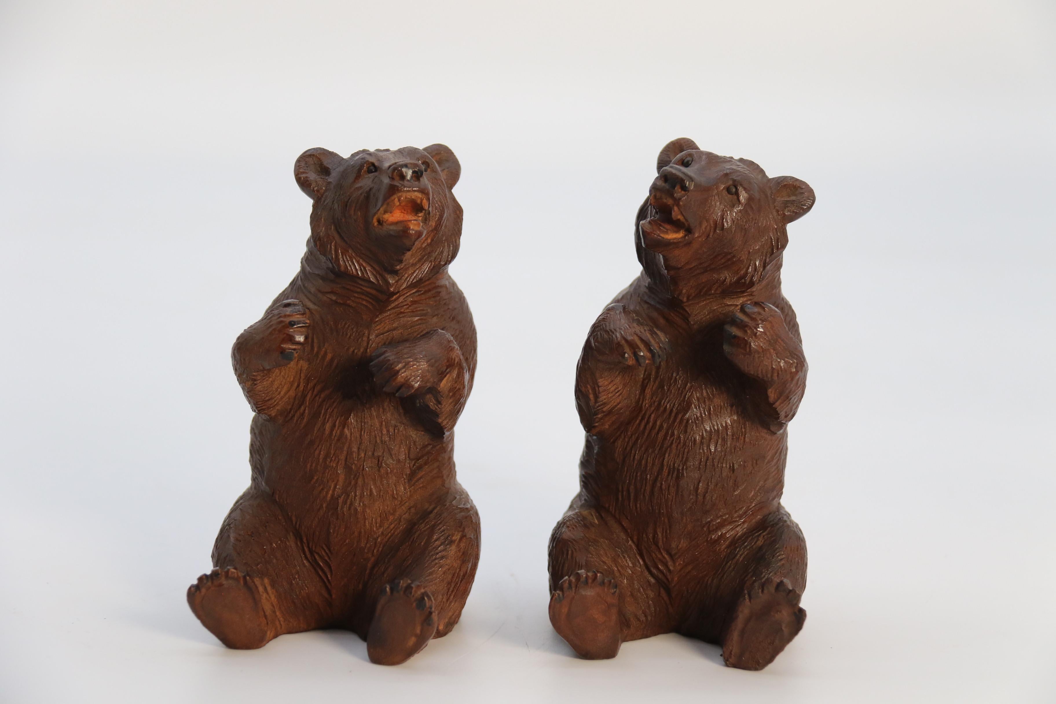 carved wooden bears