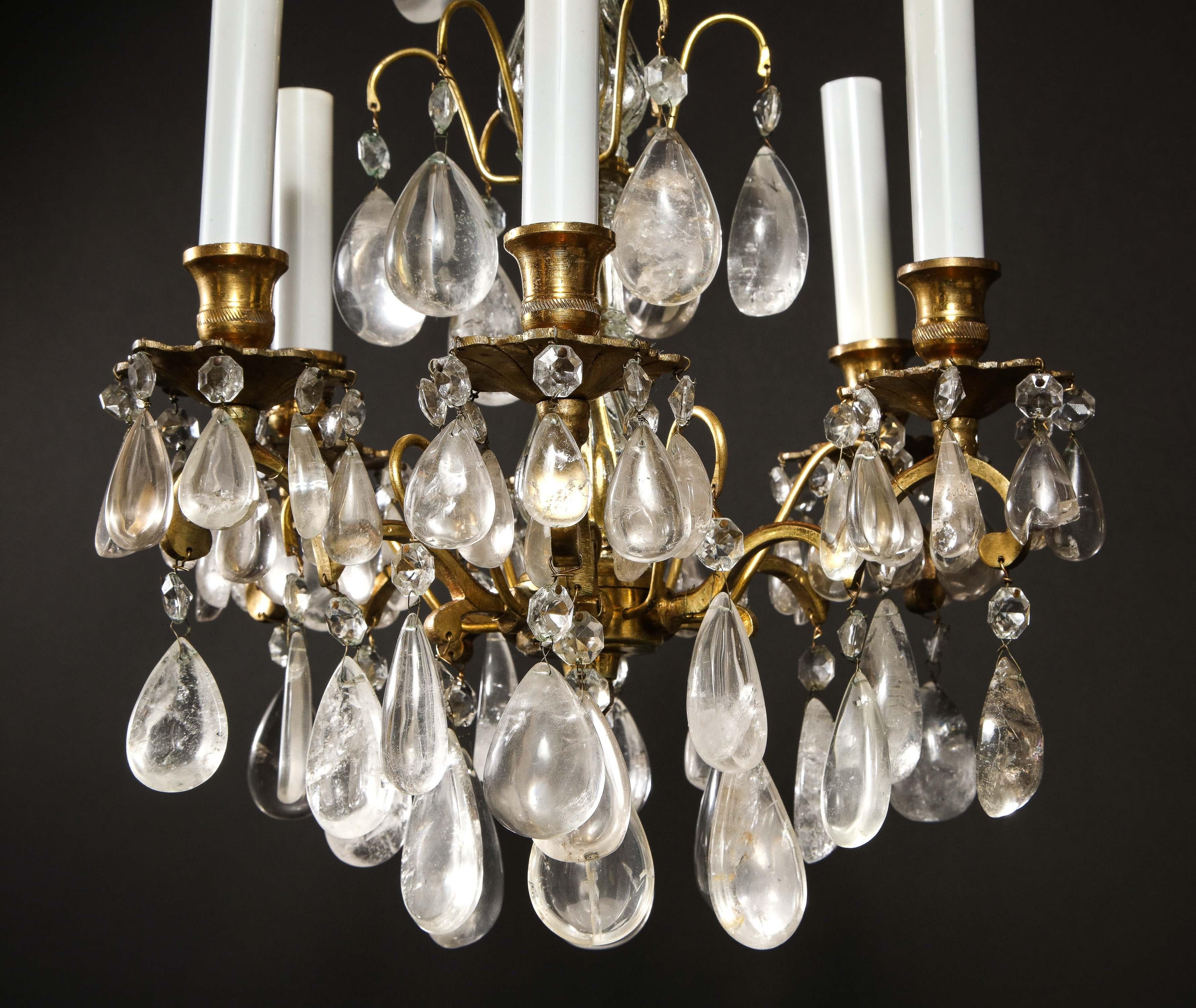 Pair of Fine Continental Louis XVI Style Rock Crystal Chandeliers 5