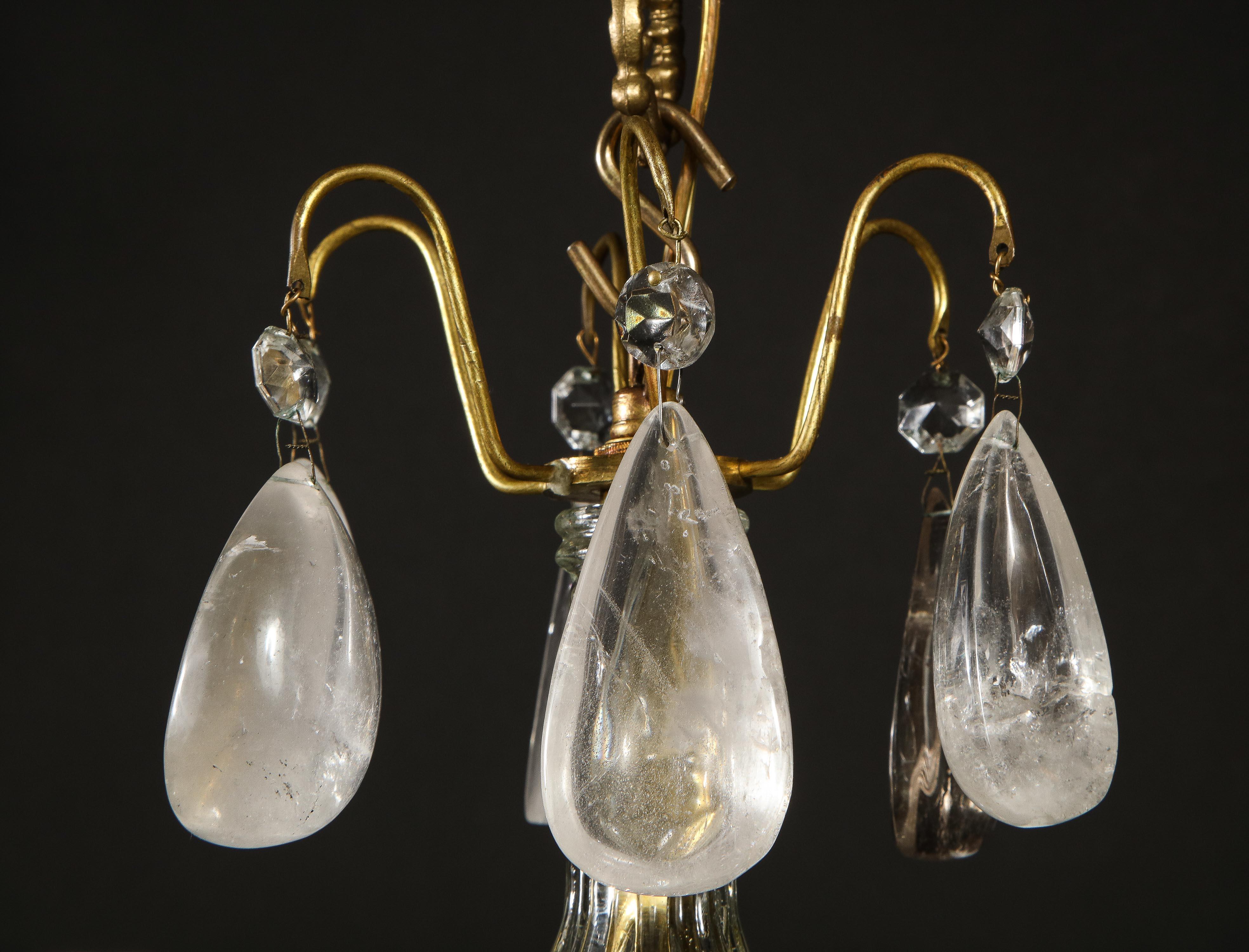Pair of Fine Continental Louis XVI Style Rock Crystal Chandeliers 6