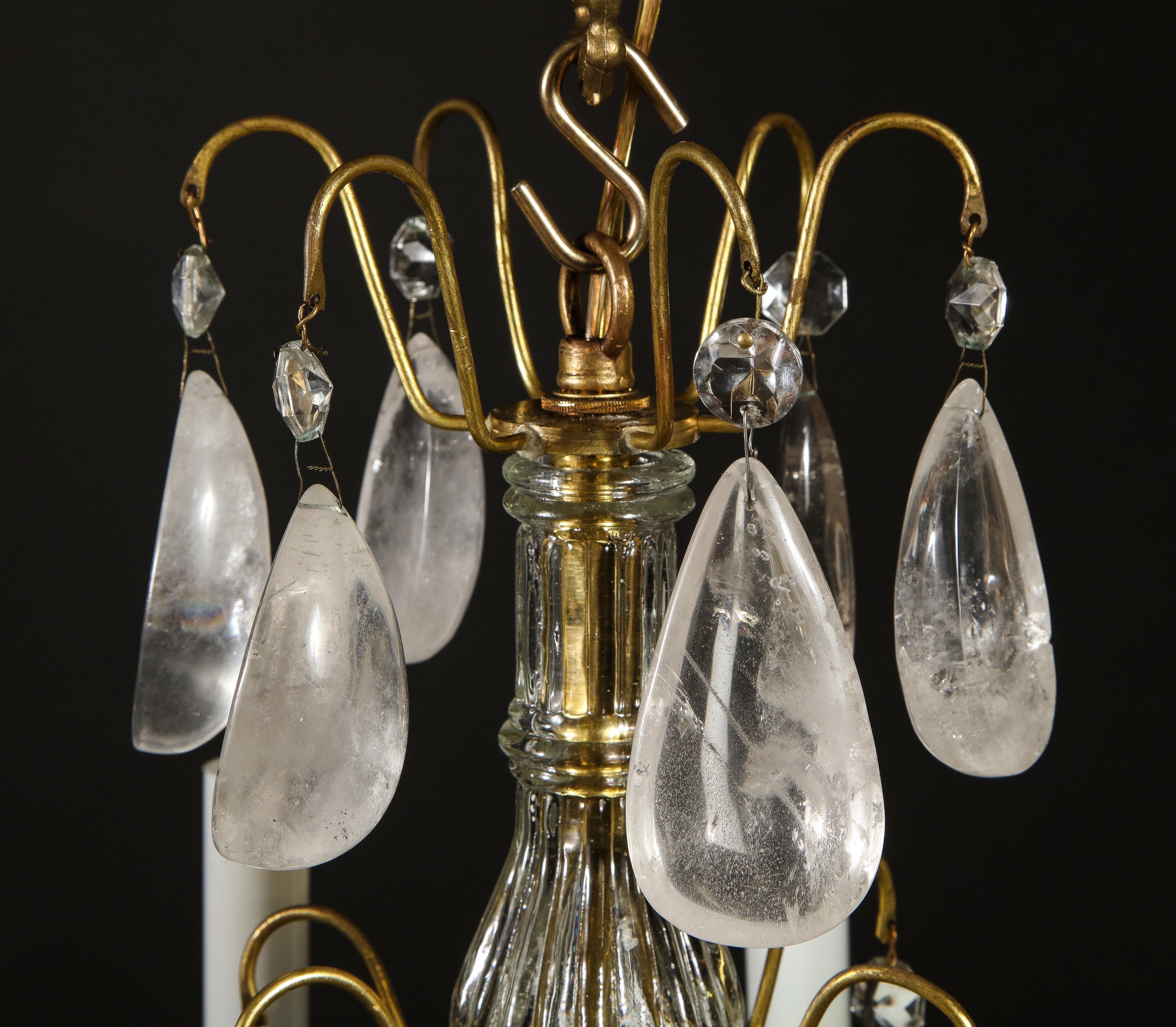Pair of Fine Continental Louis XVI Style Rock Crystal Chandeliers 9
