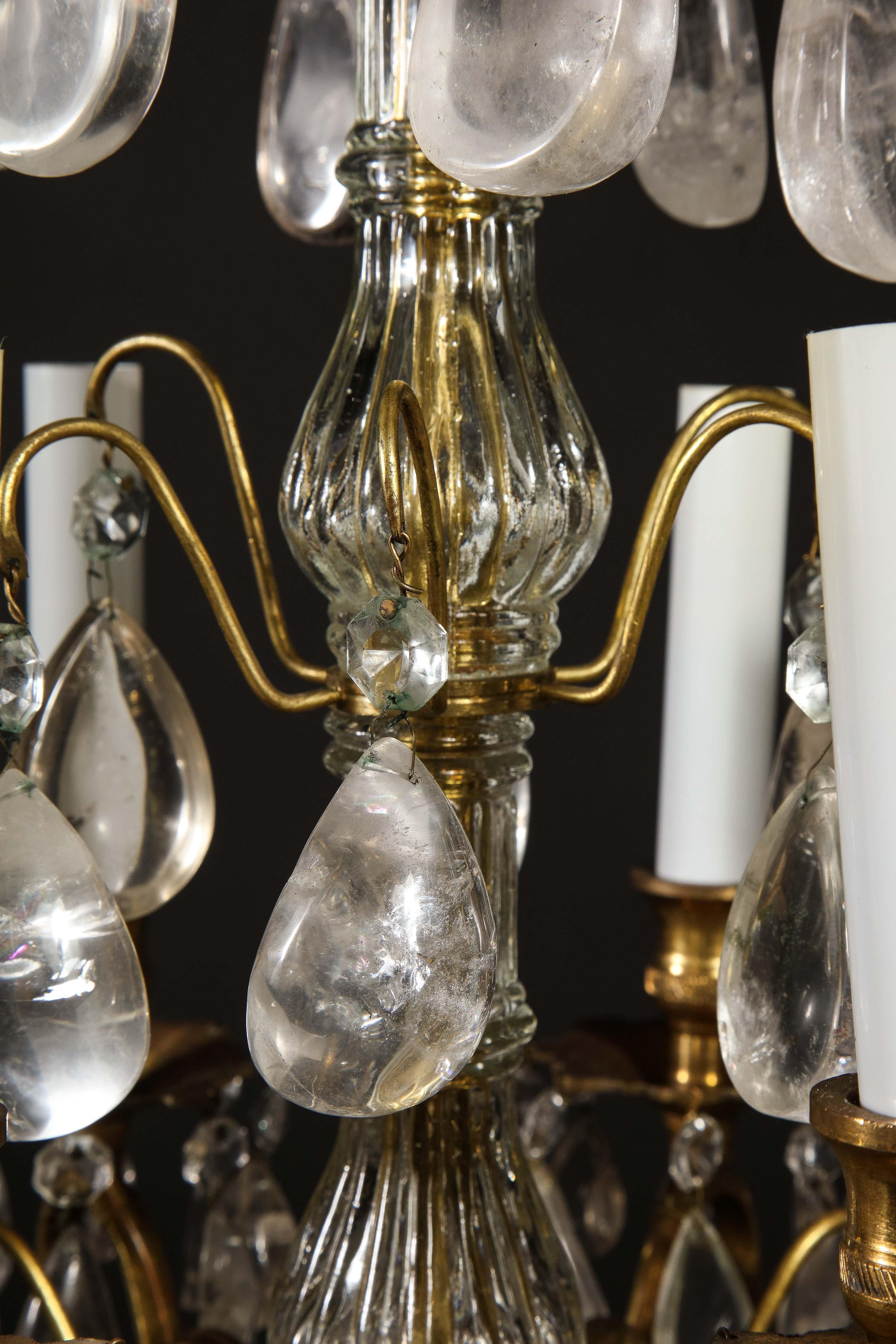 Pair of Fine Continental Louis XVI Style Rock Crystal Chandeliers 10