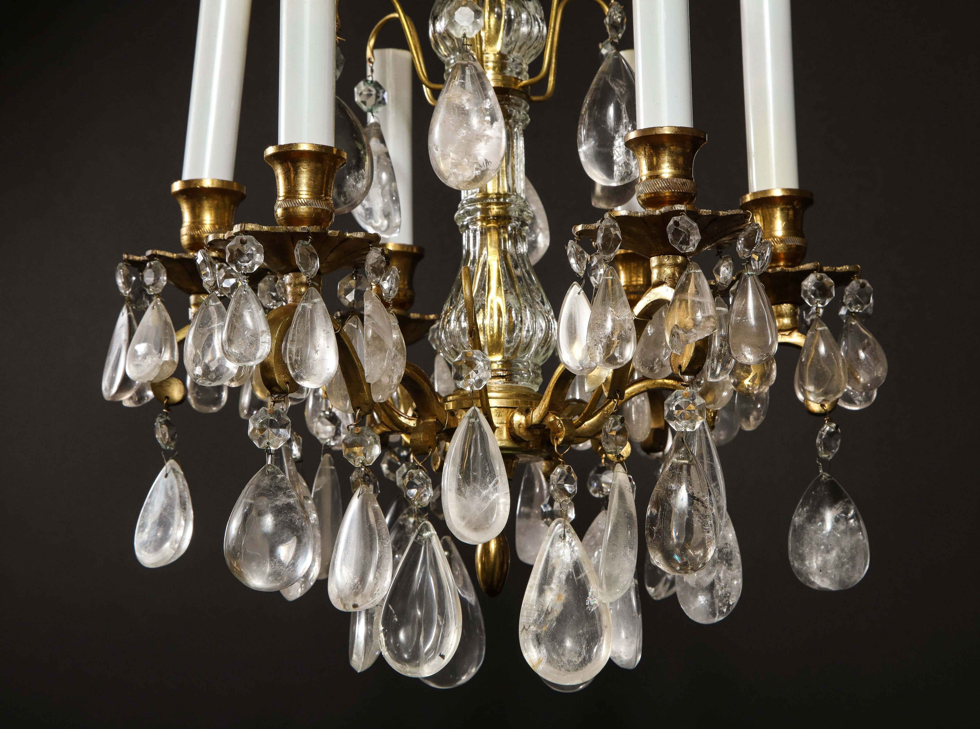 20th Century Pair of Fine Continental Louis XVI Style Rock Crystal Chandeliers