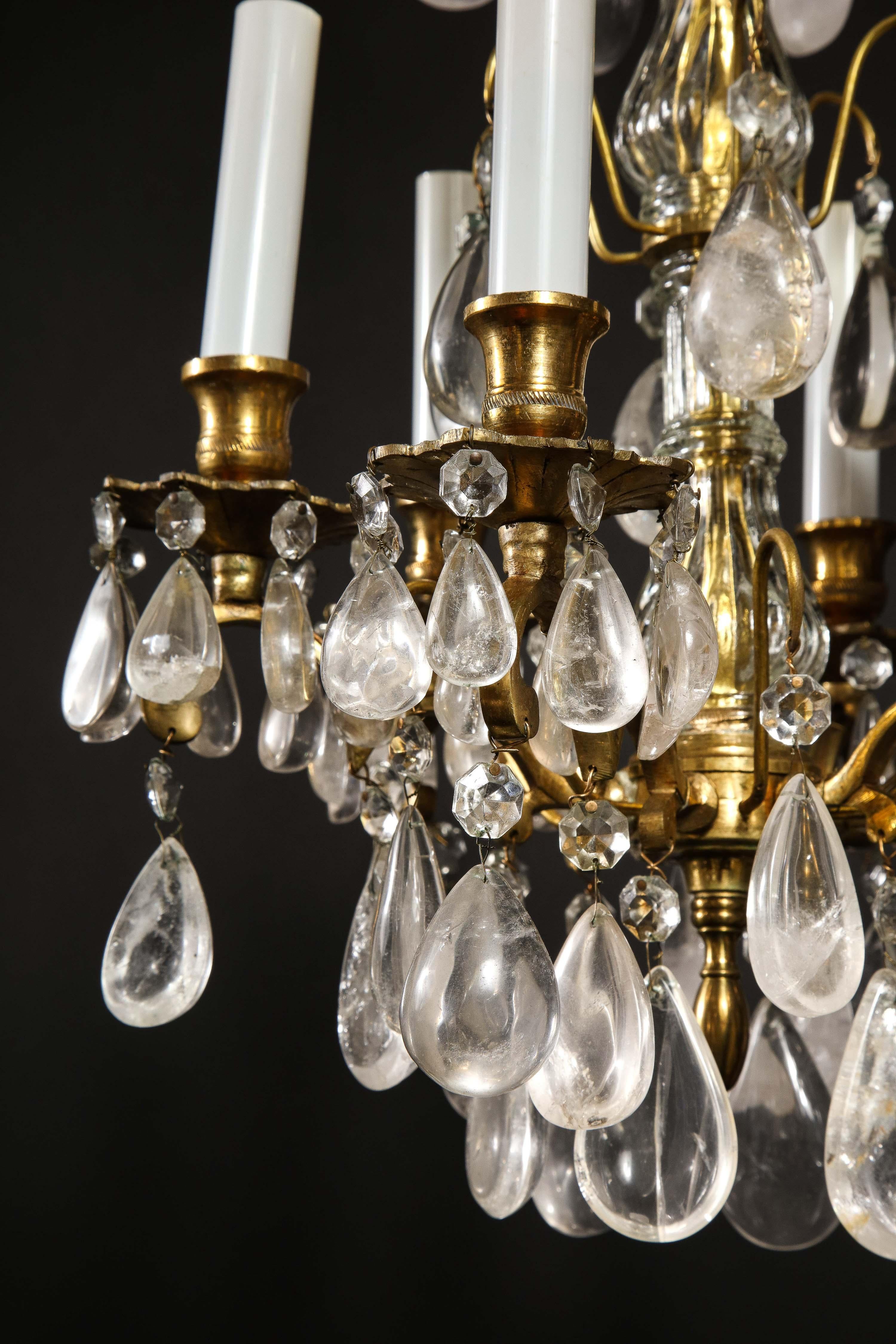 Pair of Fine Continental Louis XVI Style Rock Crystal Chandeliers 3