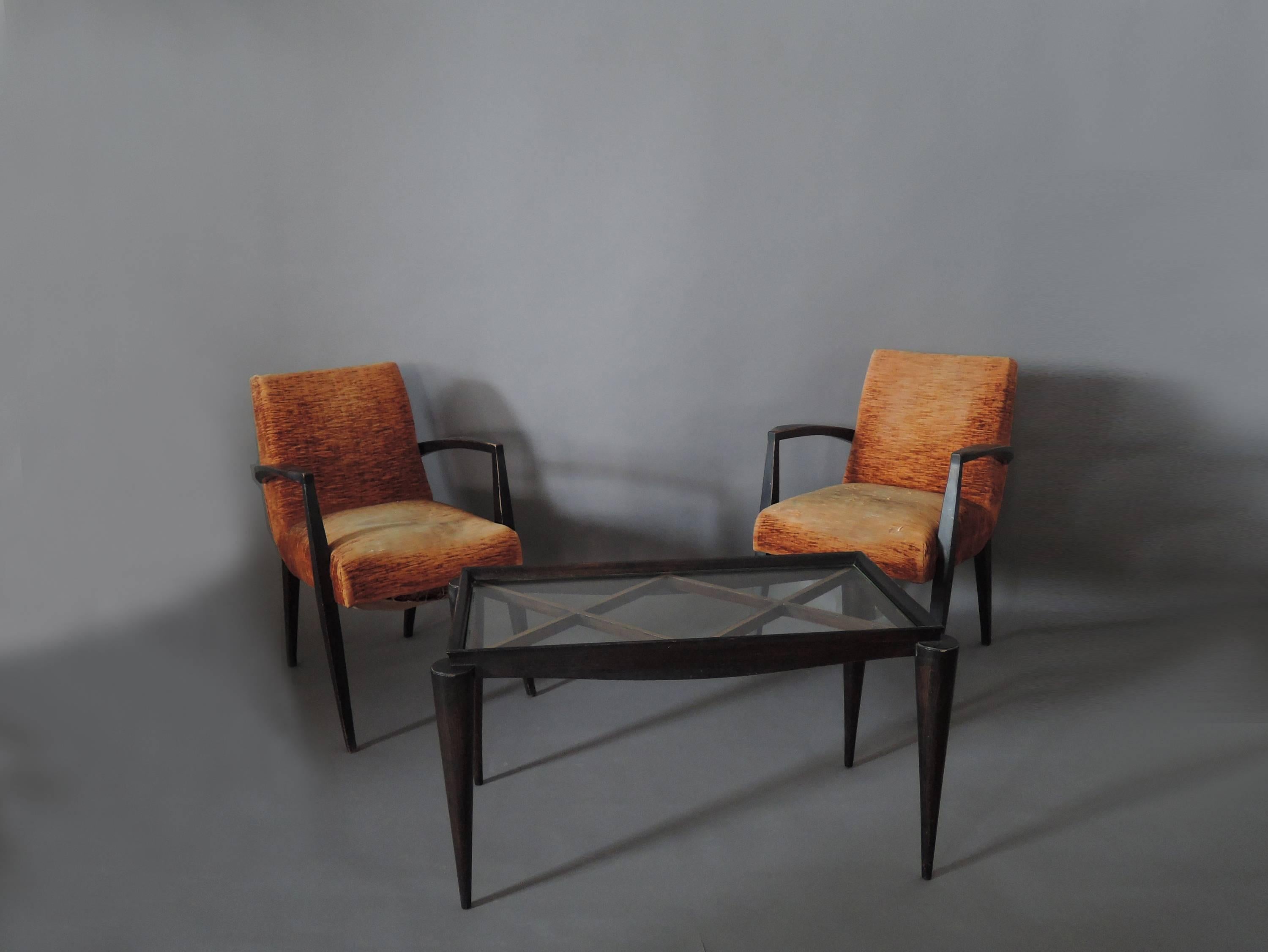 Pair of Fine French Art Deco Arm Chairs by Maxime Old 6