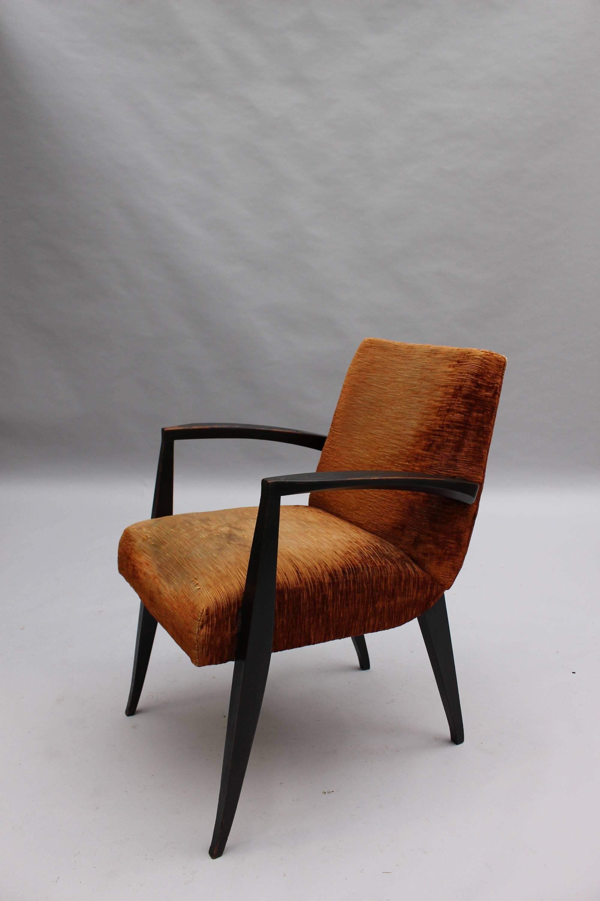 Mid-20th Century Pair of Fine French Art Deco Arm Chairs by Maxime Old
