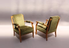 Pair of Fine French Art Deco Cherry Armchairs by Jules Leleu  - on hold -
