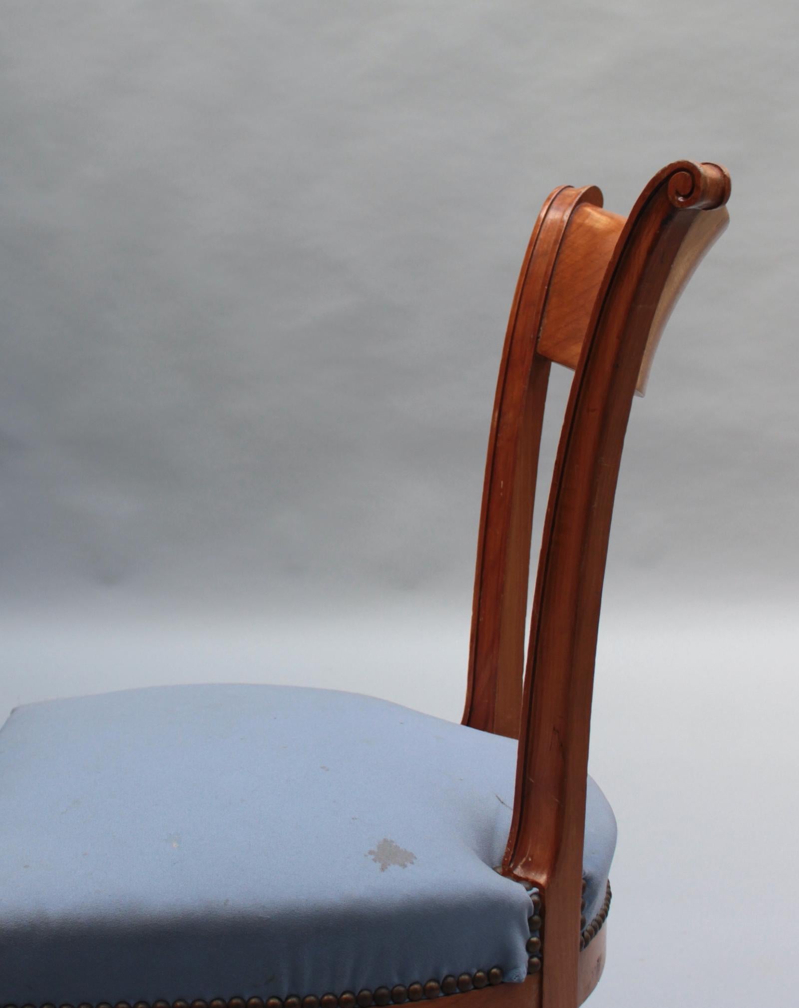 A Pair of Fine French Art Deco Cherry Wood Side Chairs For Sale 10
