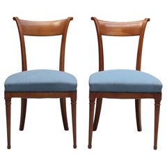 Vintage A Pair of Fine French Art Deco Cherry Wood Side Chairs