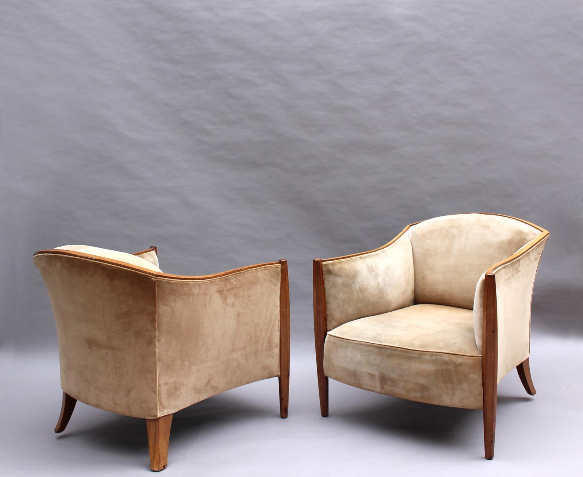 Mid-20th Century Pair of Fine French Art Deco Club Chairs