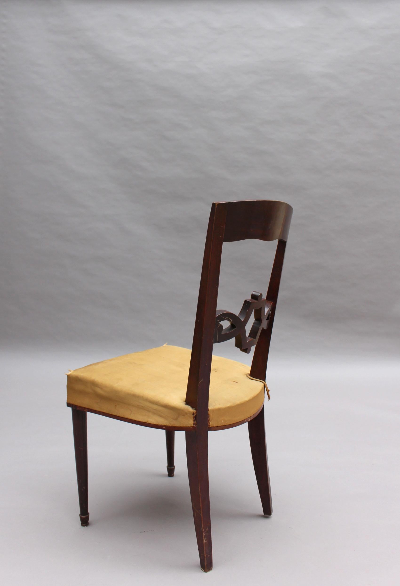 Paar feine französische Art-Déco-Mahagoni-Stühle von Jules Leleu im Angebot 4