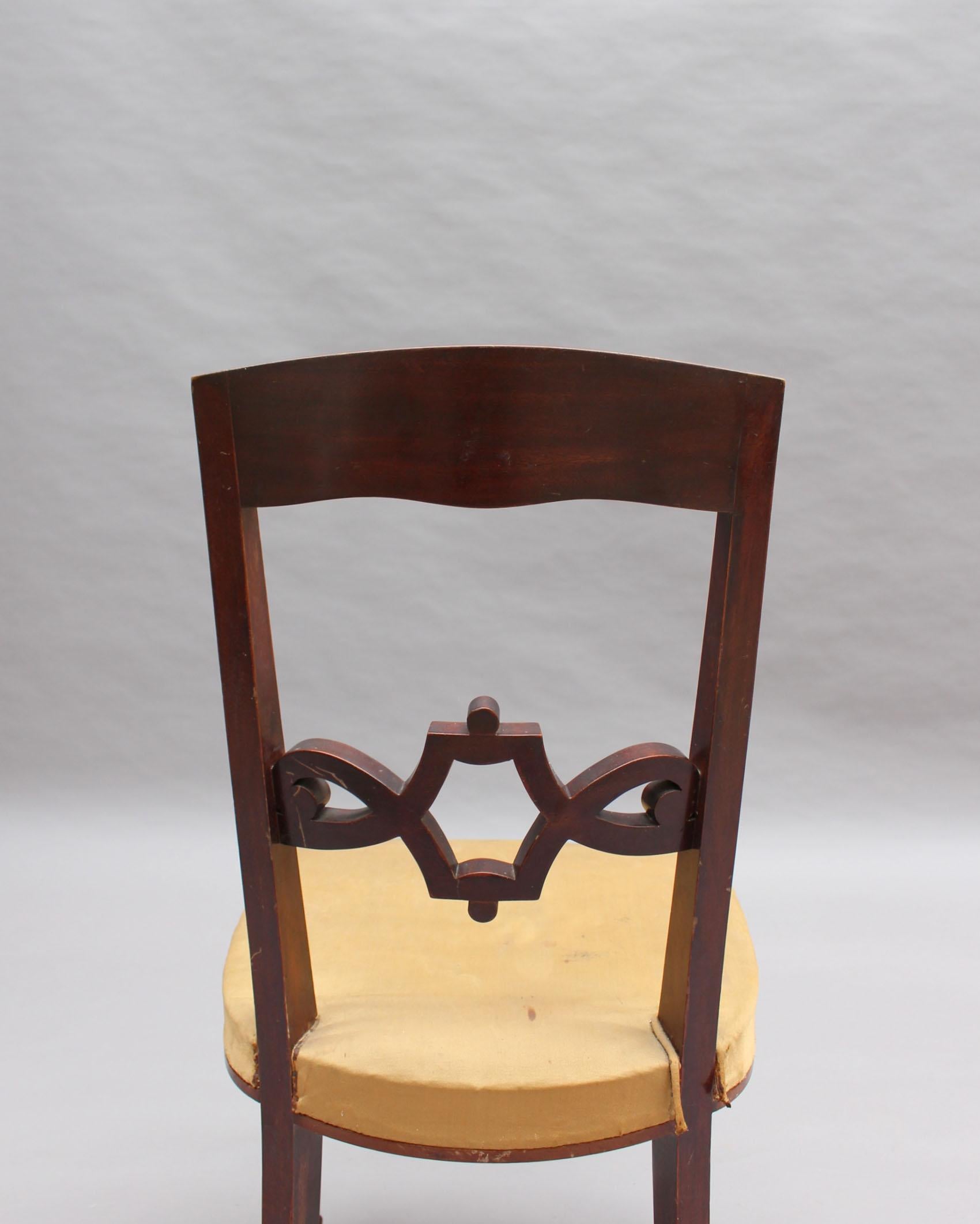 Paar feine französische Art-Déco-Mahagoni-Stühle von Jules Leleu im Angebot 6