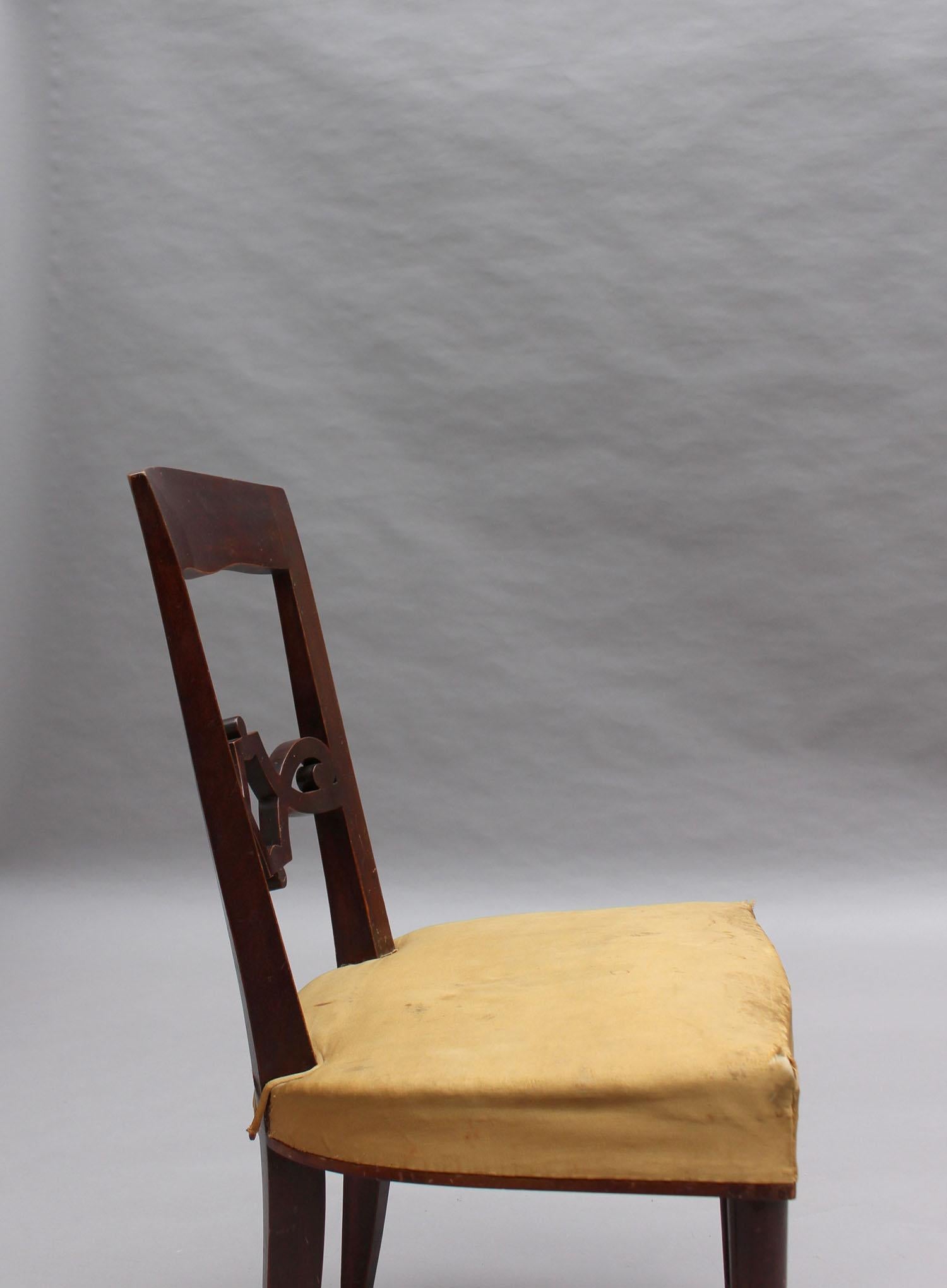 Paar feine französische Art-Déco-Mahagoni-Stühle von Jules Leleu im Angebot 7