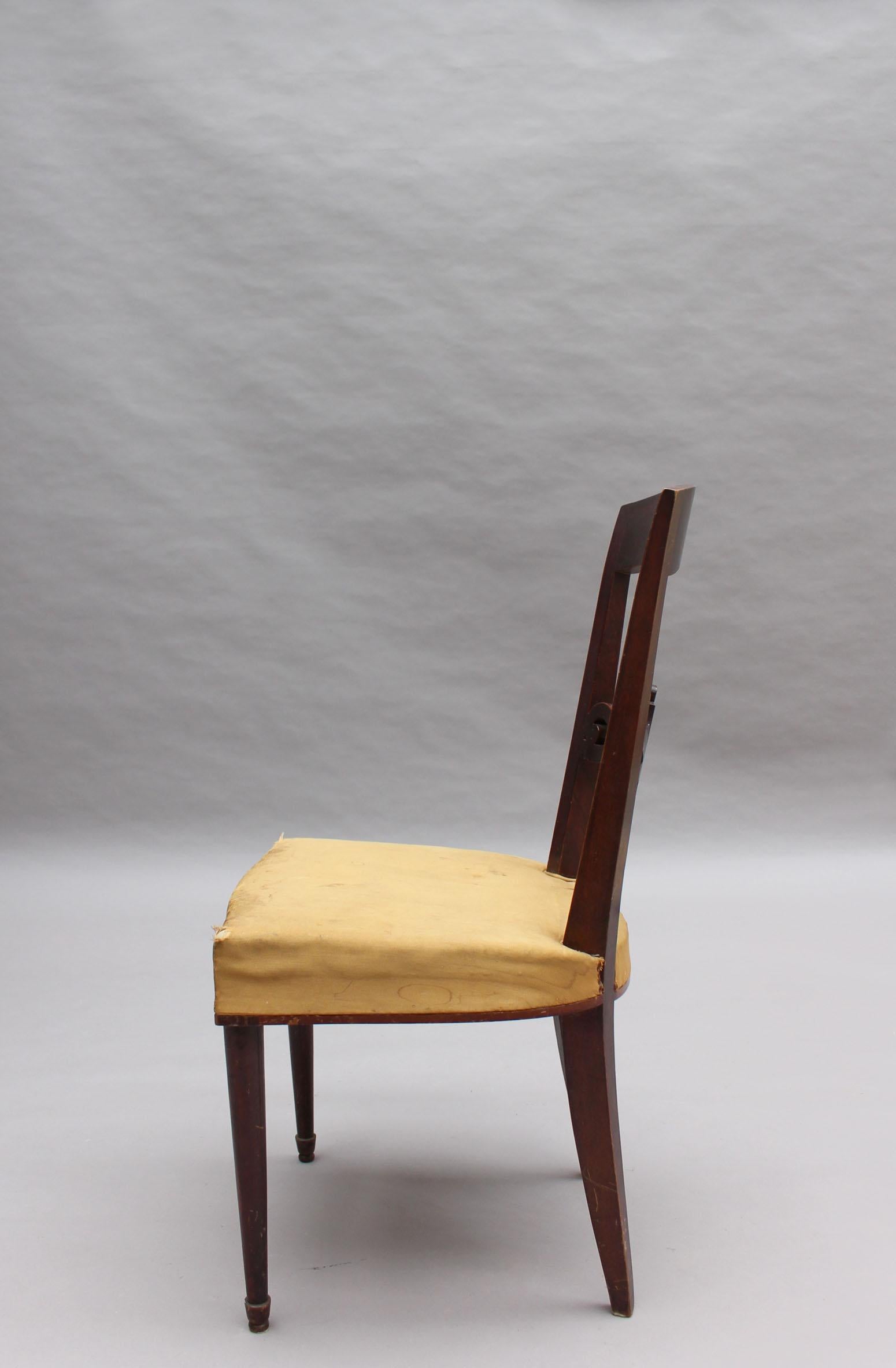 Paar feine französische Art-Déco-Mahagoni-Stühle von Jules Leleu im Angebot 3