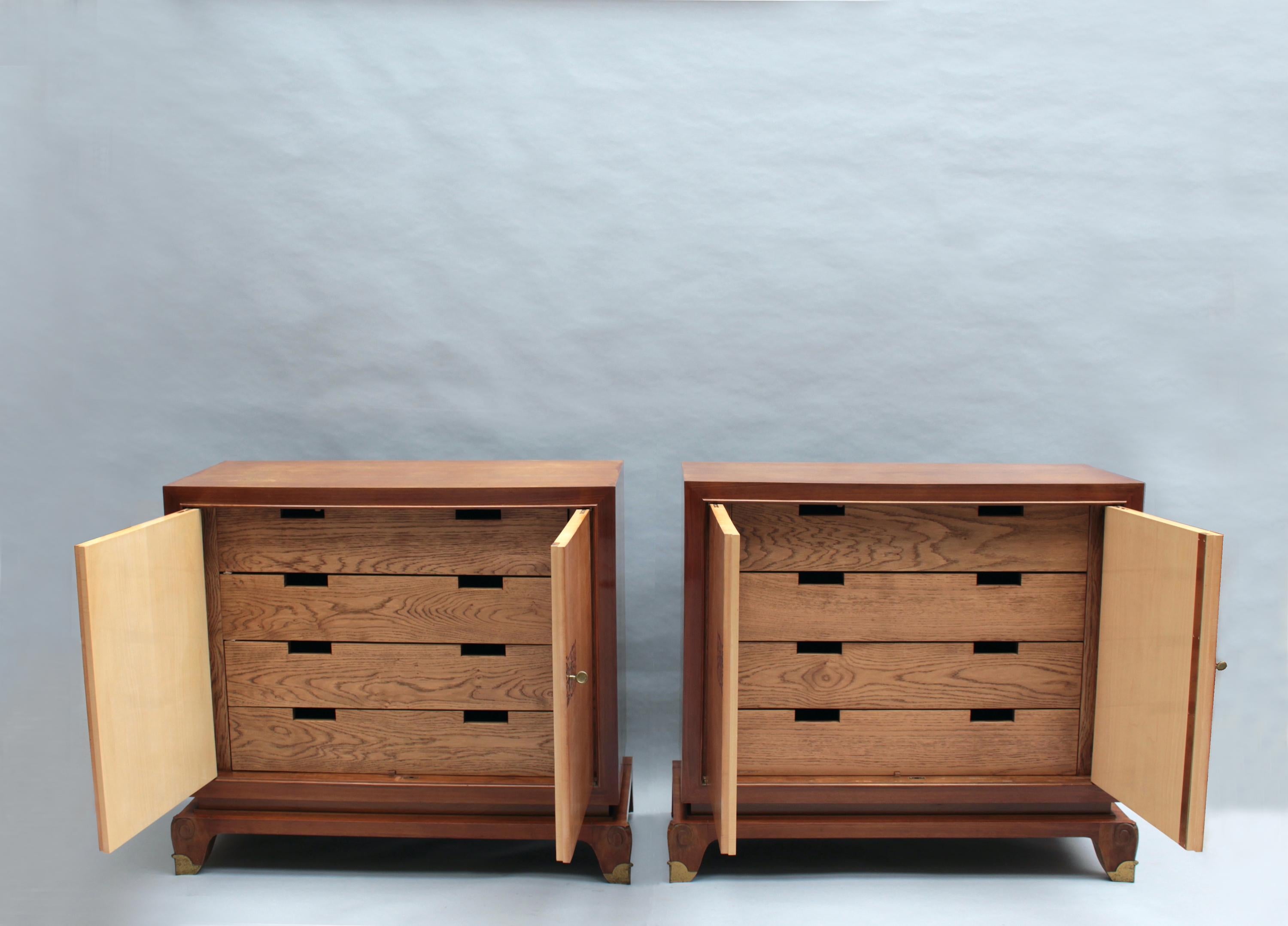 Paire de meubles de rangement/commodes Art Déco français en bois de rose par Jean Pascaud en vente 3