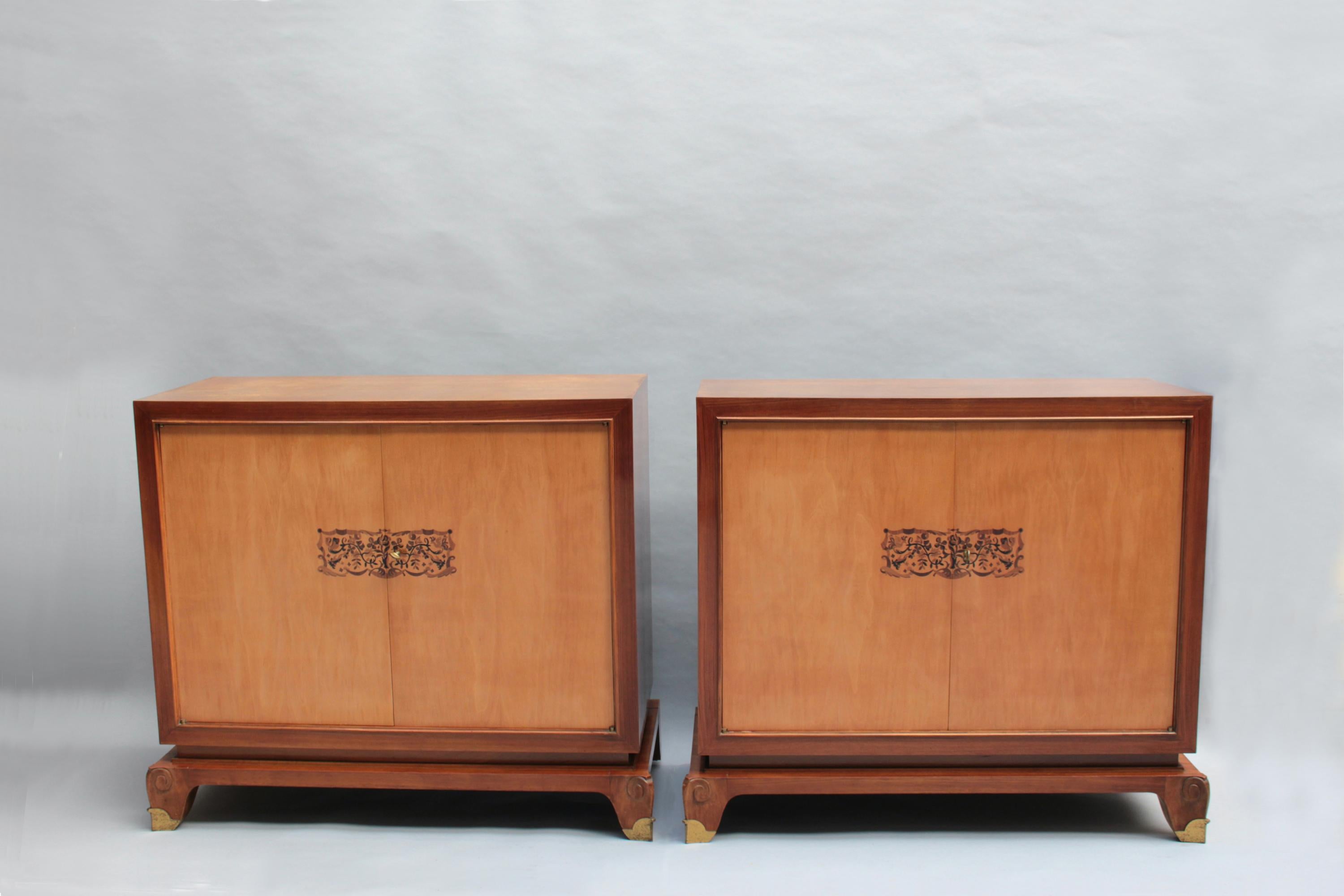 A Pair of Fine French Art Deco Rosewood Cabinets/Commodes by Jean Pascaud In Good Condition For Sale In Long Island City, NY