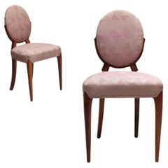 A Pair of Fine French Art Deco Walnut Side Chairs by D.I.M