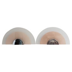 A Pair of Fine French Art Deco White and Pink Glass Wall Lights by Jean Perzel