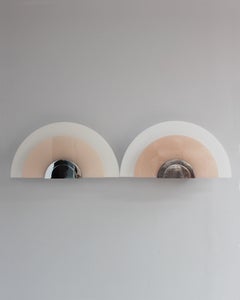 A Pair of Fine French Art Deco White and Pink Glass Wall Lights by Jean Perzel