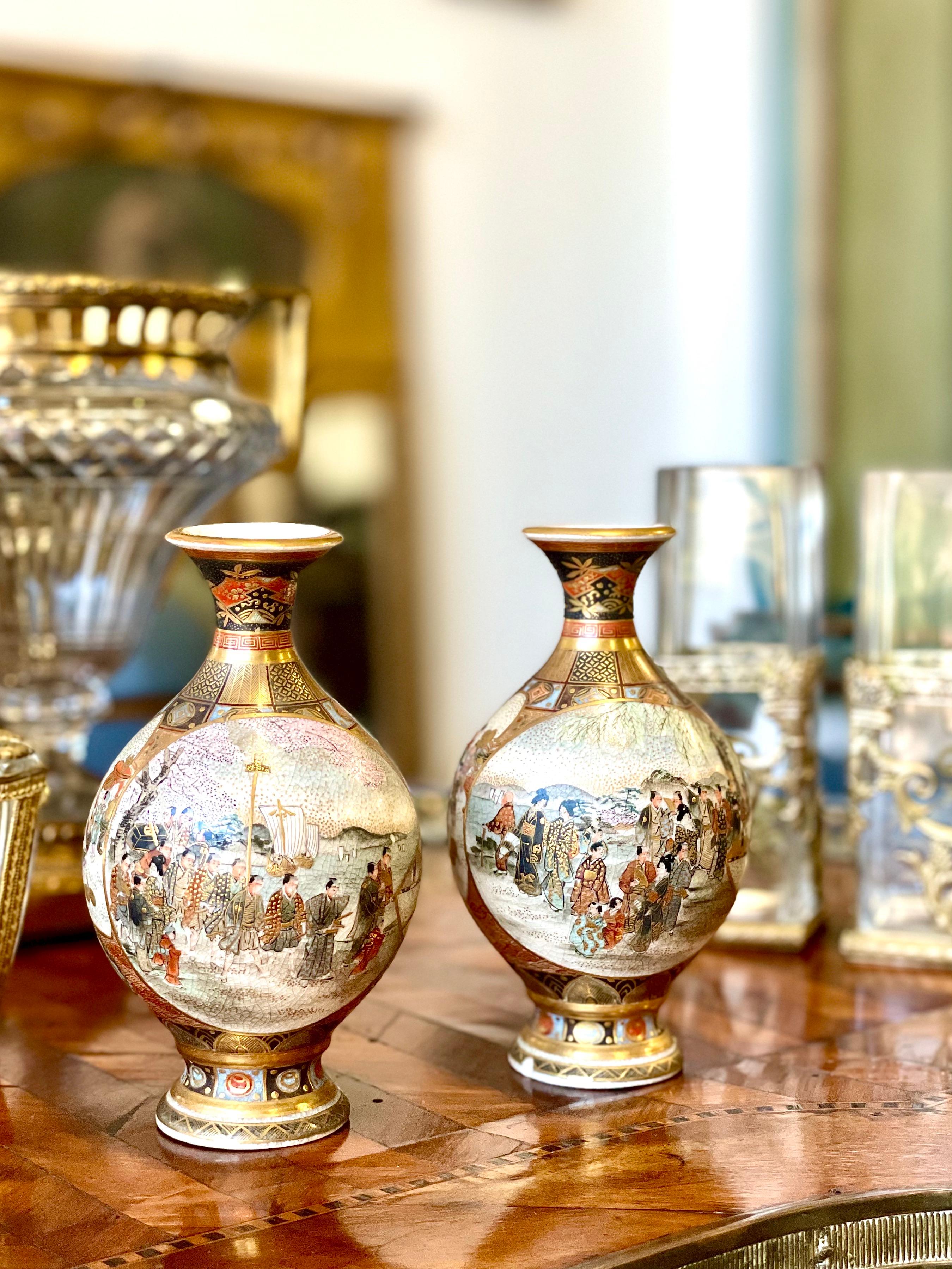 Pair of Miniature Japanese Satsuma Vases 4