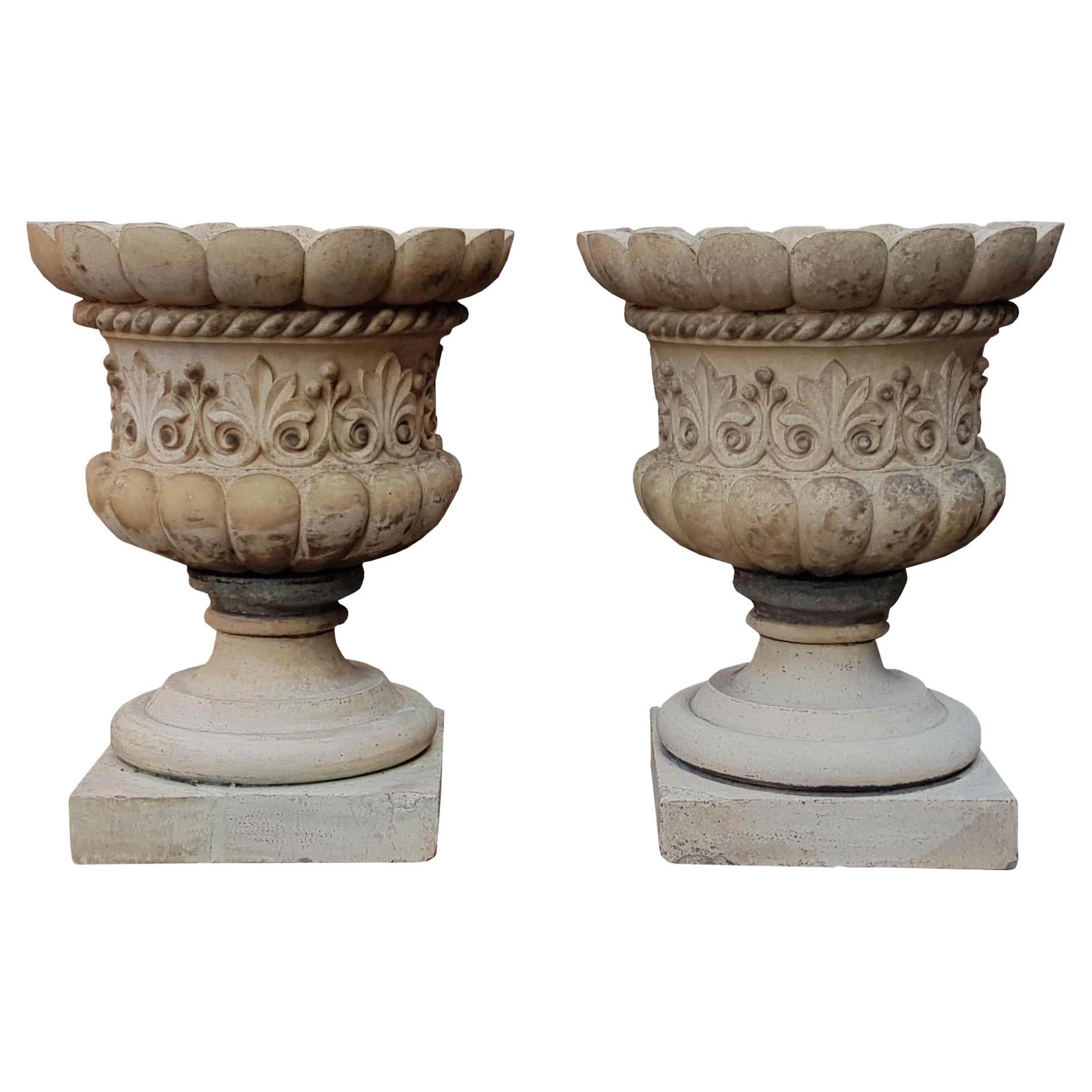Pair of Fine Pulham & Son Stoneware Urns For Sale