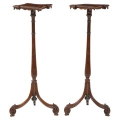 Antique A Pair of Finely Carved Georgian Quatrefoil Mahogany Stands