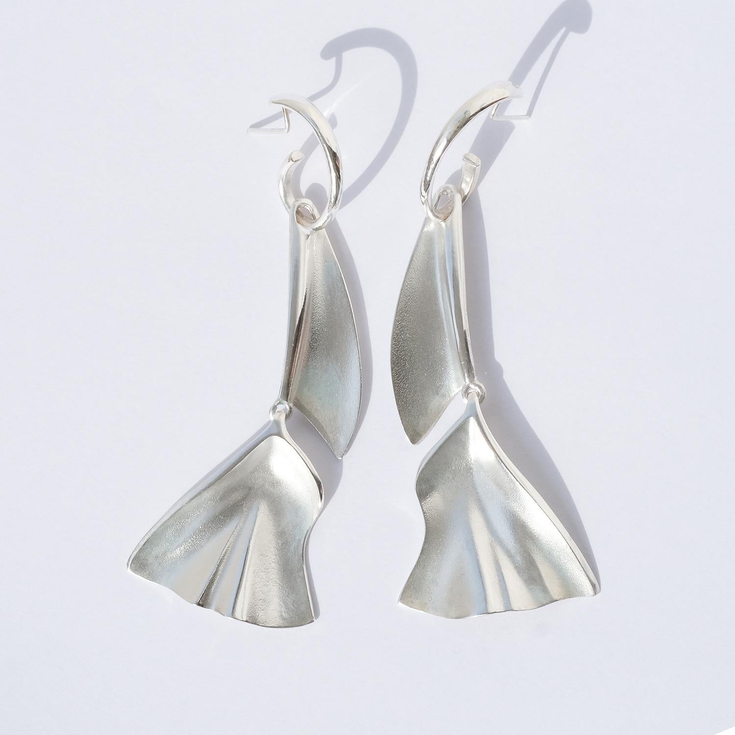 Women's or Men's Pair of Finnish Silver Earrings Made in 1994 For Sale