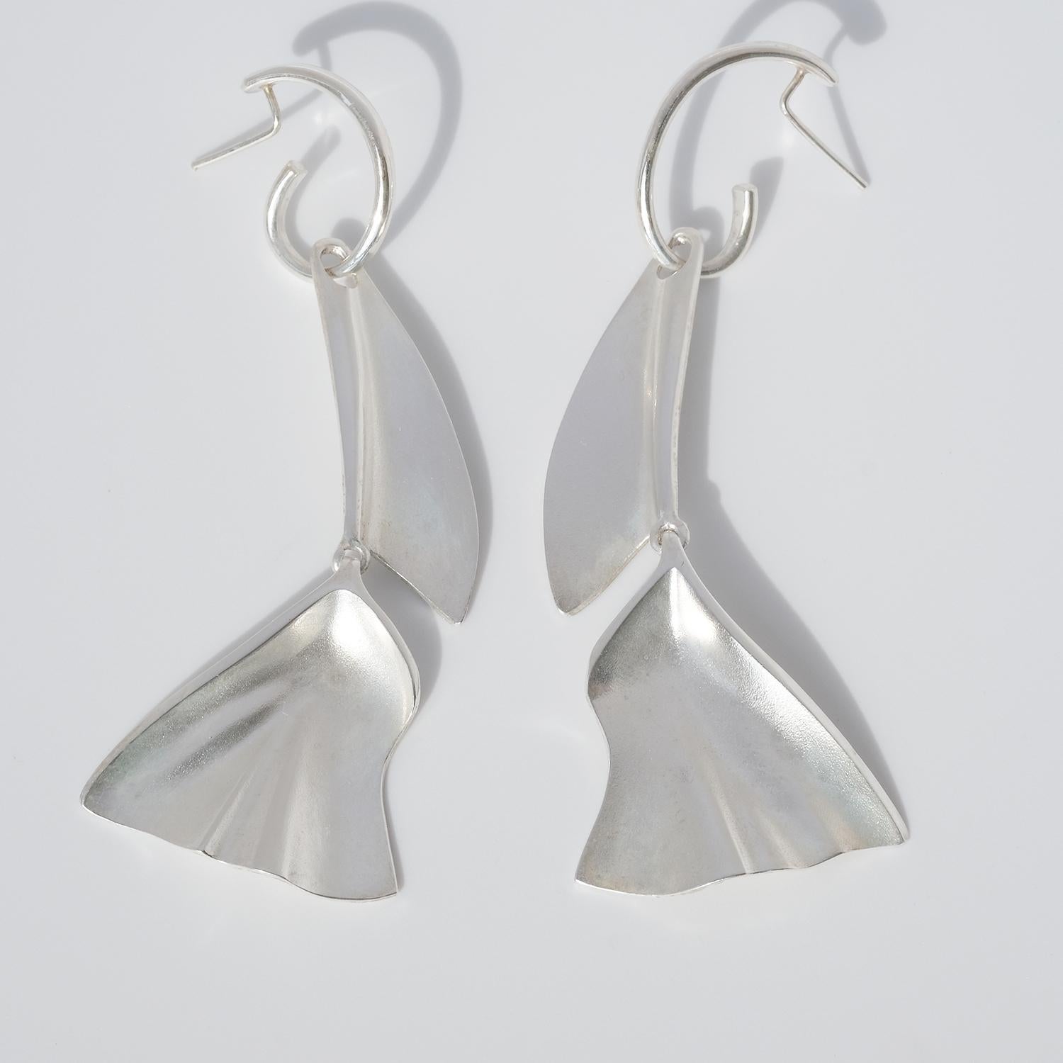 Pair of Finnish Silver Earrings Made in 1994 For Sale 2