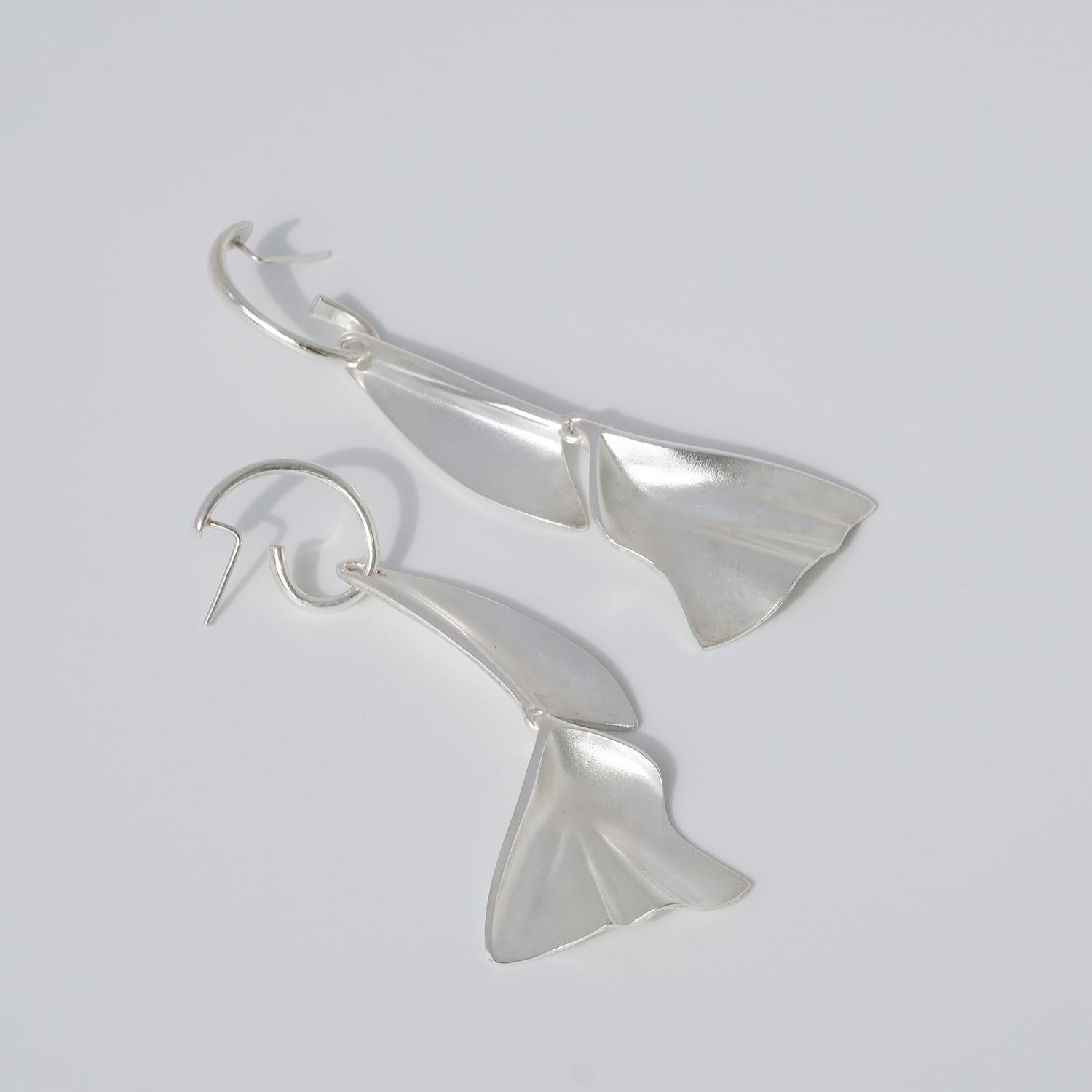 Pair of Finnish Silver Earrings Made in 1994 For Sale 4