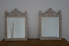 Paire de miroirs italiens de Firenze du 18ème siècle en bois doré peint