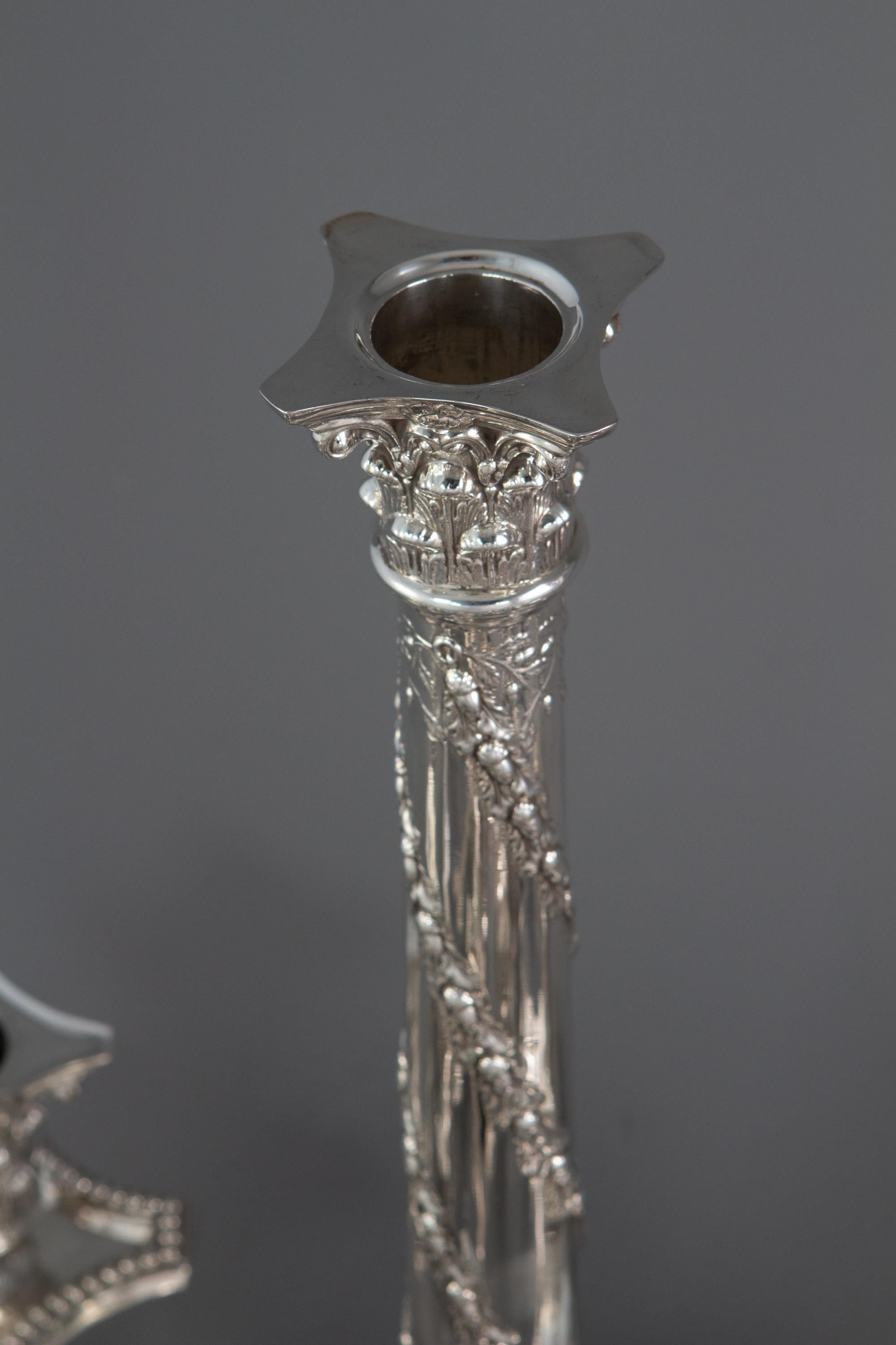 Pair of Five-Light Victorian Silver Candelabra Sheffield, 1894 10