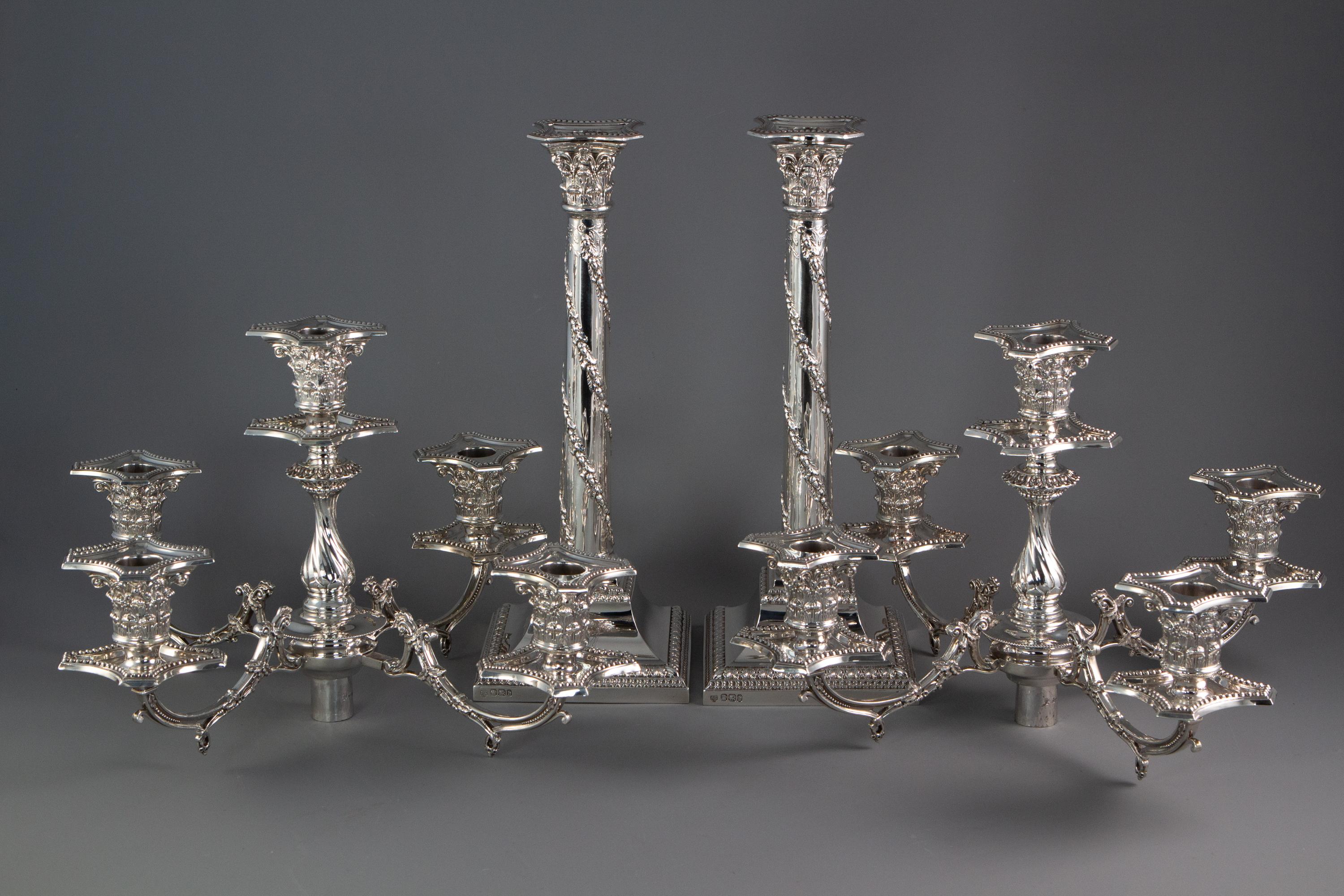 Sterling Silver Pair of Five-Light Victorian Silver Candelabra Sheffield, 1894