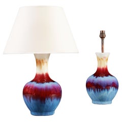 A Pair of Flambé Vases as Table Lamps
