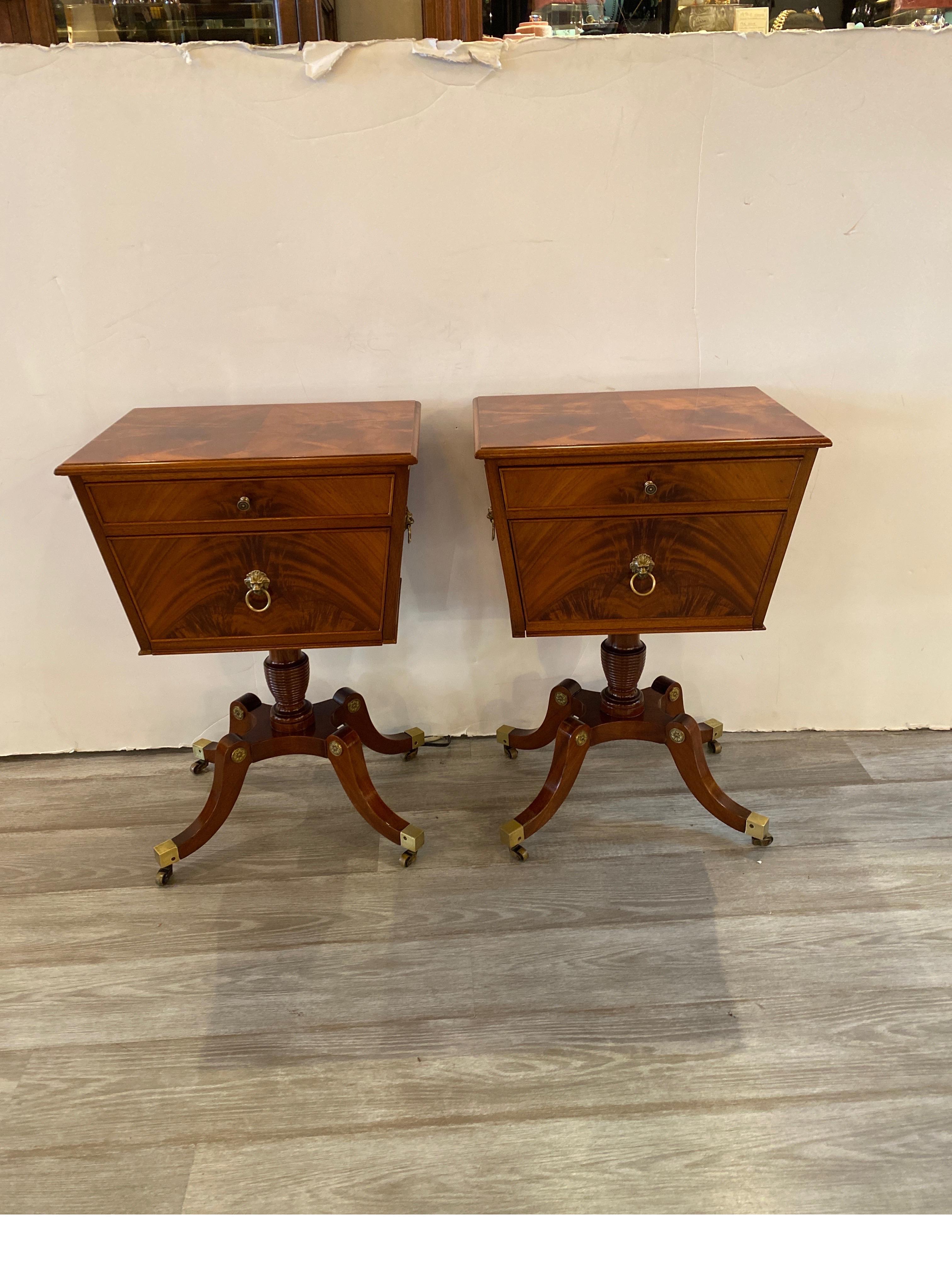 Pair of Flame Mahogany Side Table Cabinets 5