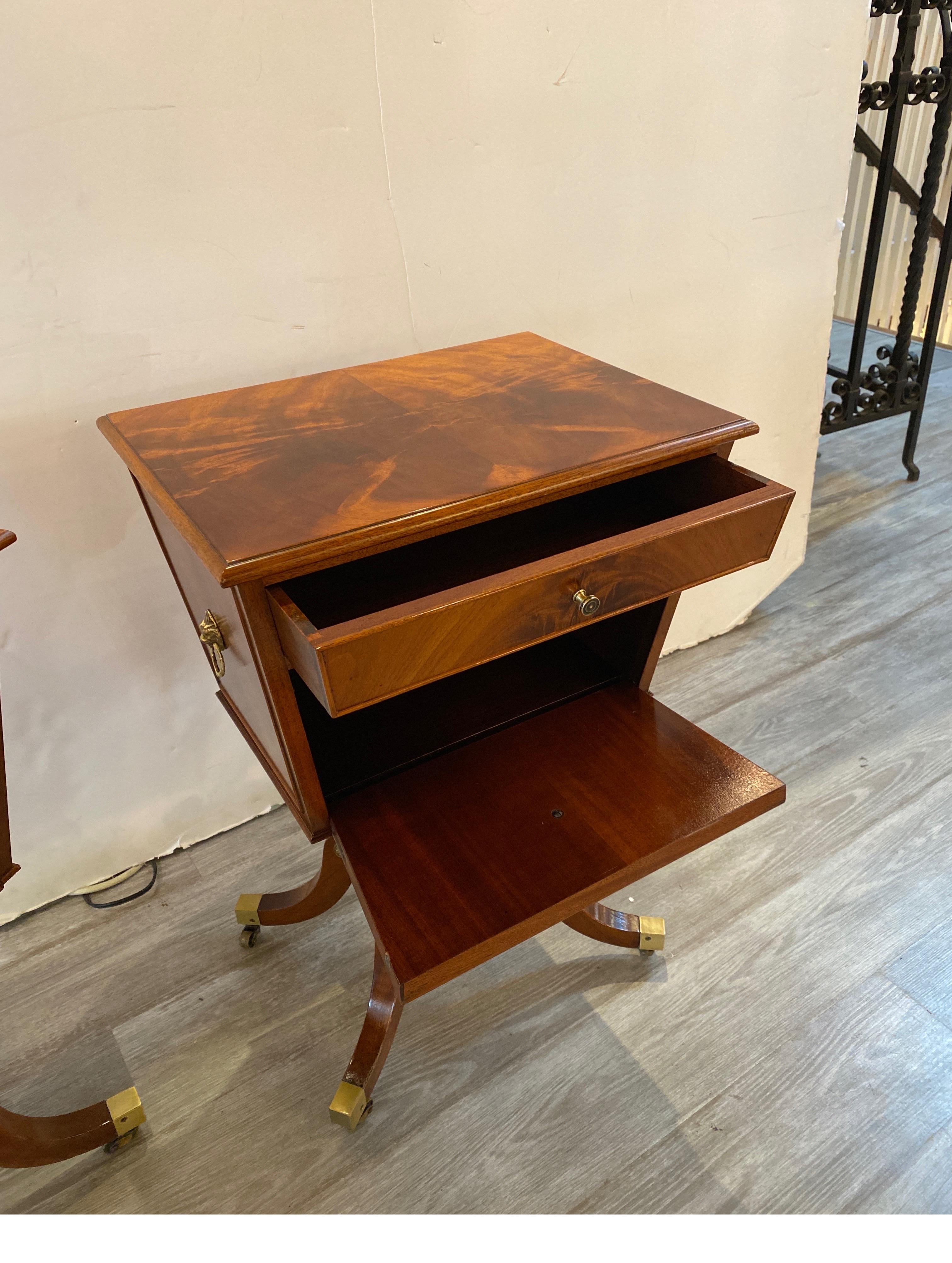 Pair of Flame Mahogany Side Table Cabinets 2