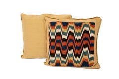 A Pair of Flame-Stitched Tapestry Cushions