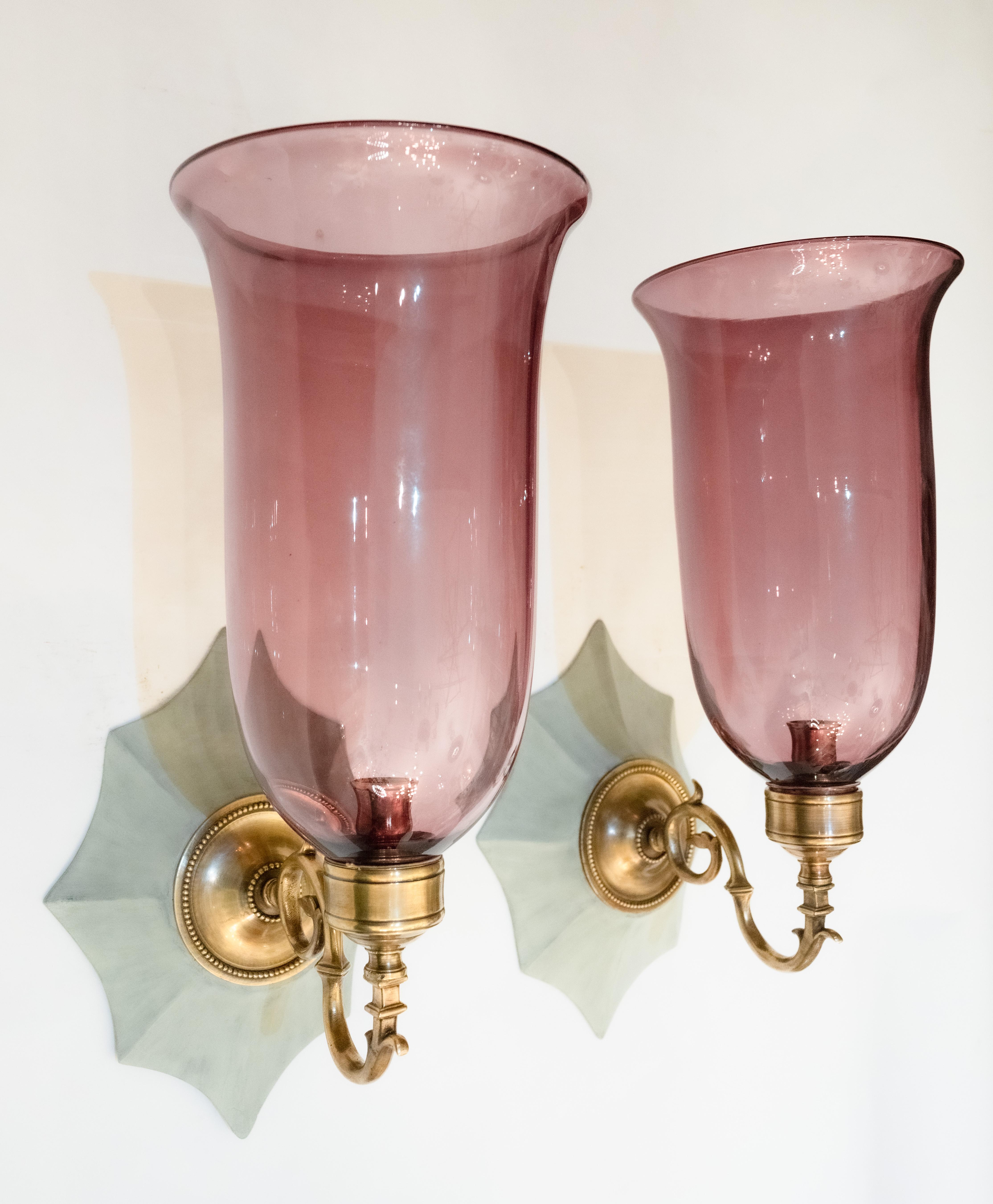 Georgian A Pair of Flared Hurricane Shade Sconces For Sale
