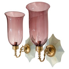 A Pair of Flared Hurricane Shade Sconces