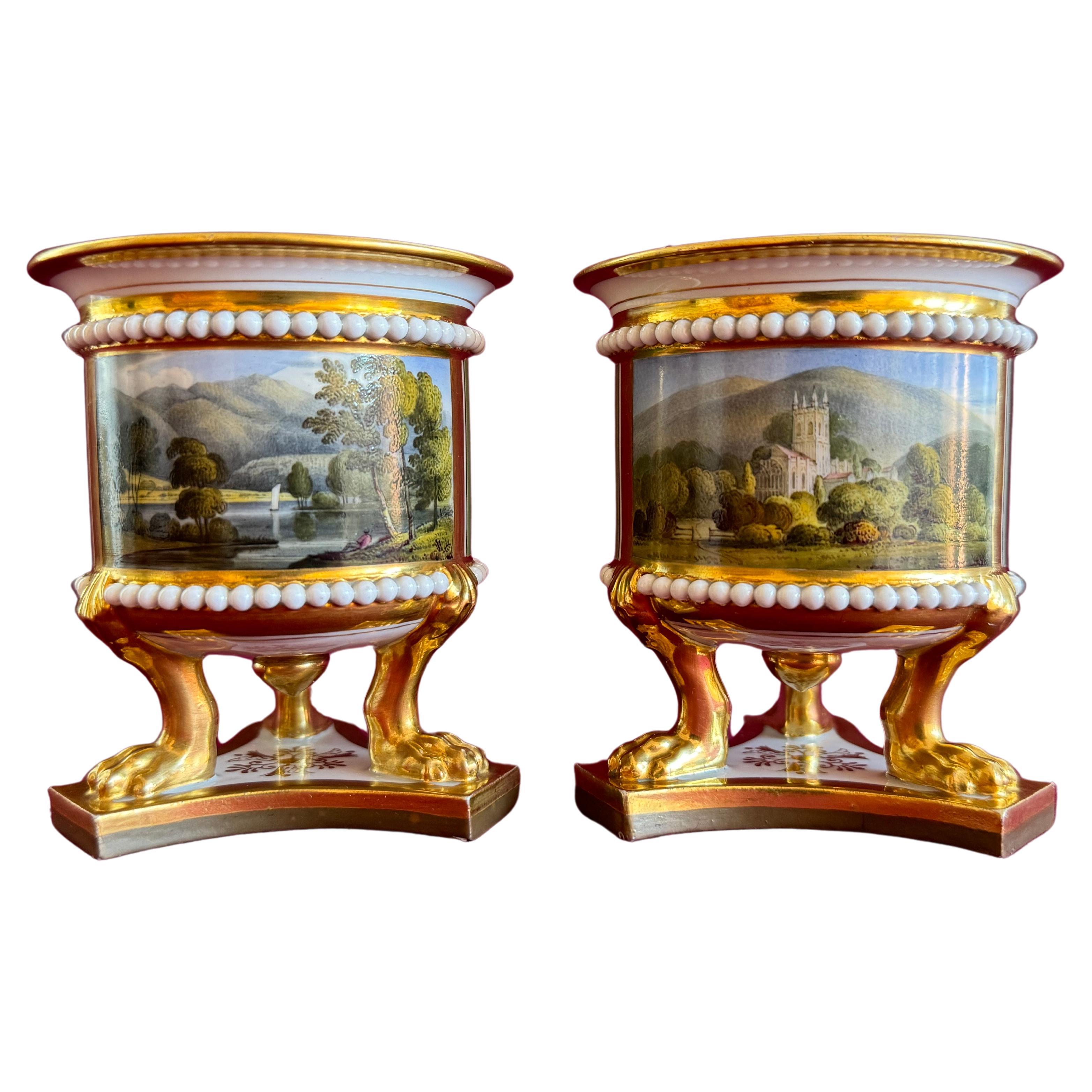 Pareja de jarrones de porcelana de Flight, Barr & Barr Worcester c.1820 en venta