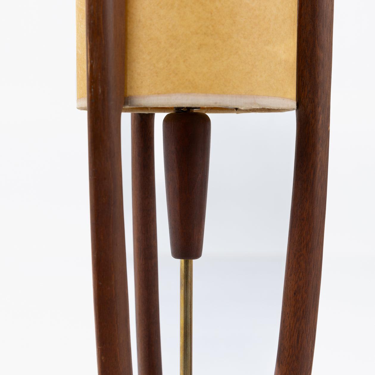 American A pair of floor lamps in walnut by John Keal For Sale