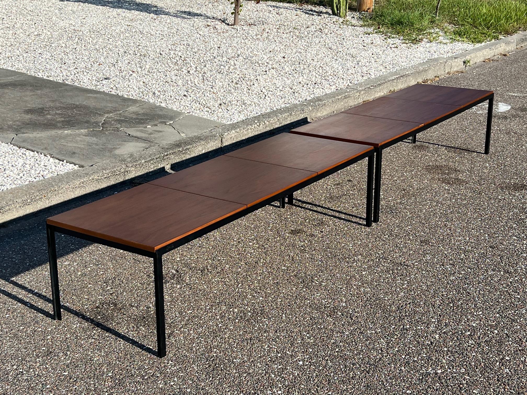 A Pair Of Florence Knoll Angle Iron Tables Or Benches In Walnut In Excellent Condition For Sale In St.Petersburg, FL