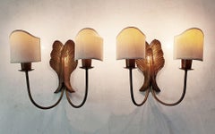 Pair of Florentine Brass Wall Sconces, 1950s