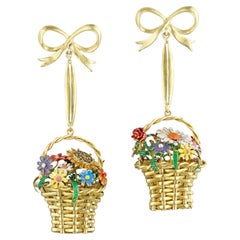 A pair of flower basket earrings made by Bentley & Skinner