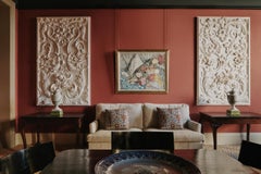 Pair of contemporary floral plaster panels in Baroque style by a Master artist