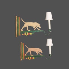 A Pair of Folk Art Dog Wall Lights